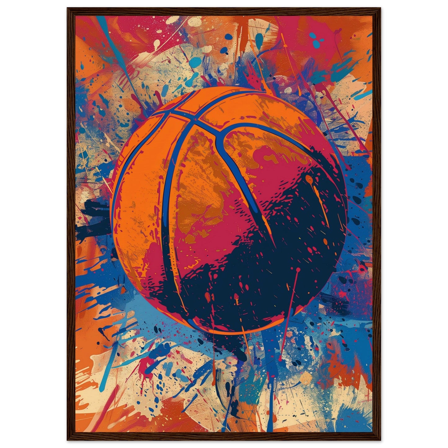 Affiche Basketball ( 50x70-cm-Bois-foncé)