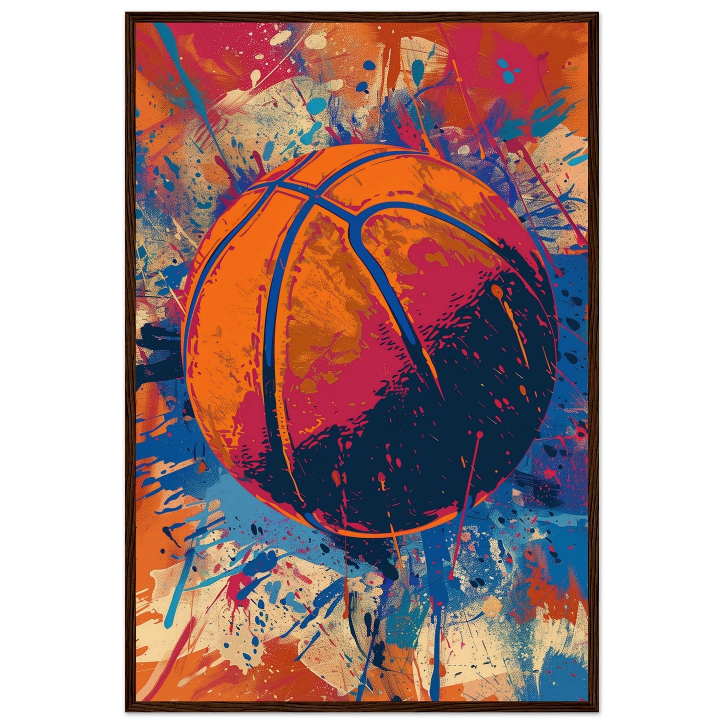 Affiche Basketball ( 60x90-cm-Bois-foncé)