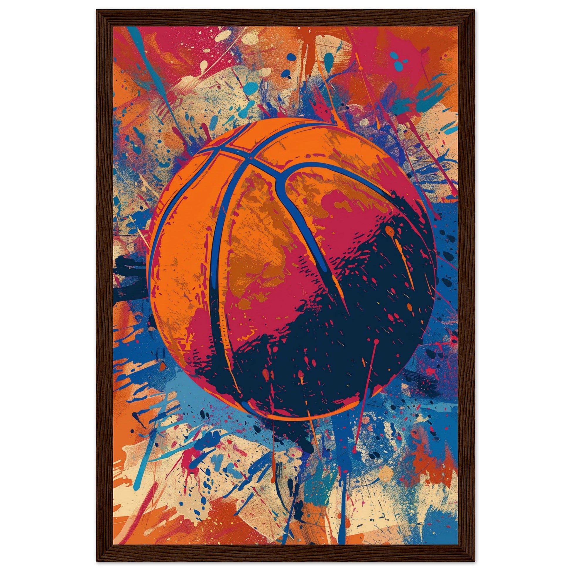 Affiche Basketball ( 30x45-cm-Bois-foncé)