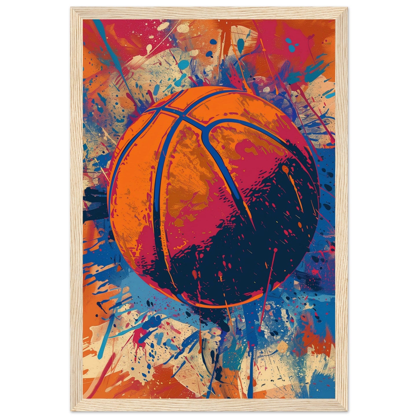 Affiche Basketball ( 30x45-cm-Bois-clair)