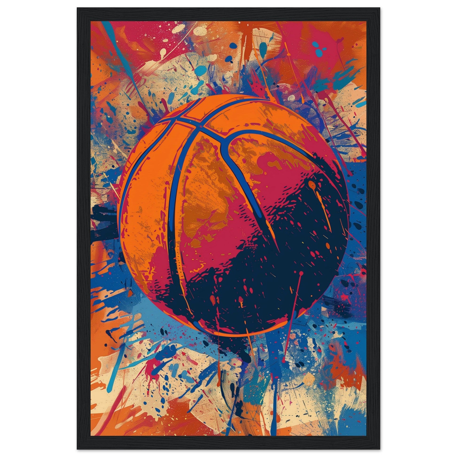 Affiche Basketball ( 30x45-cm-Bois-noir)