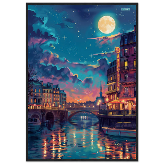 Affiche Bayonne ( 70x100-cm-Bois-noir)