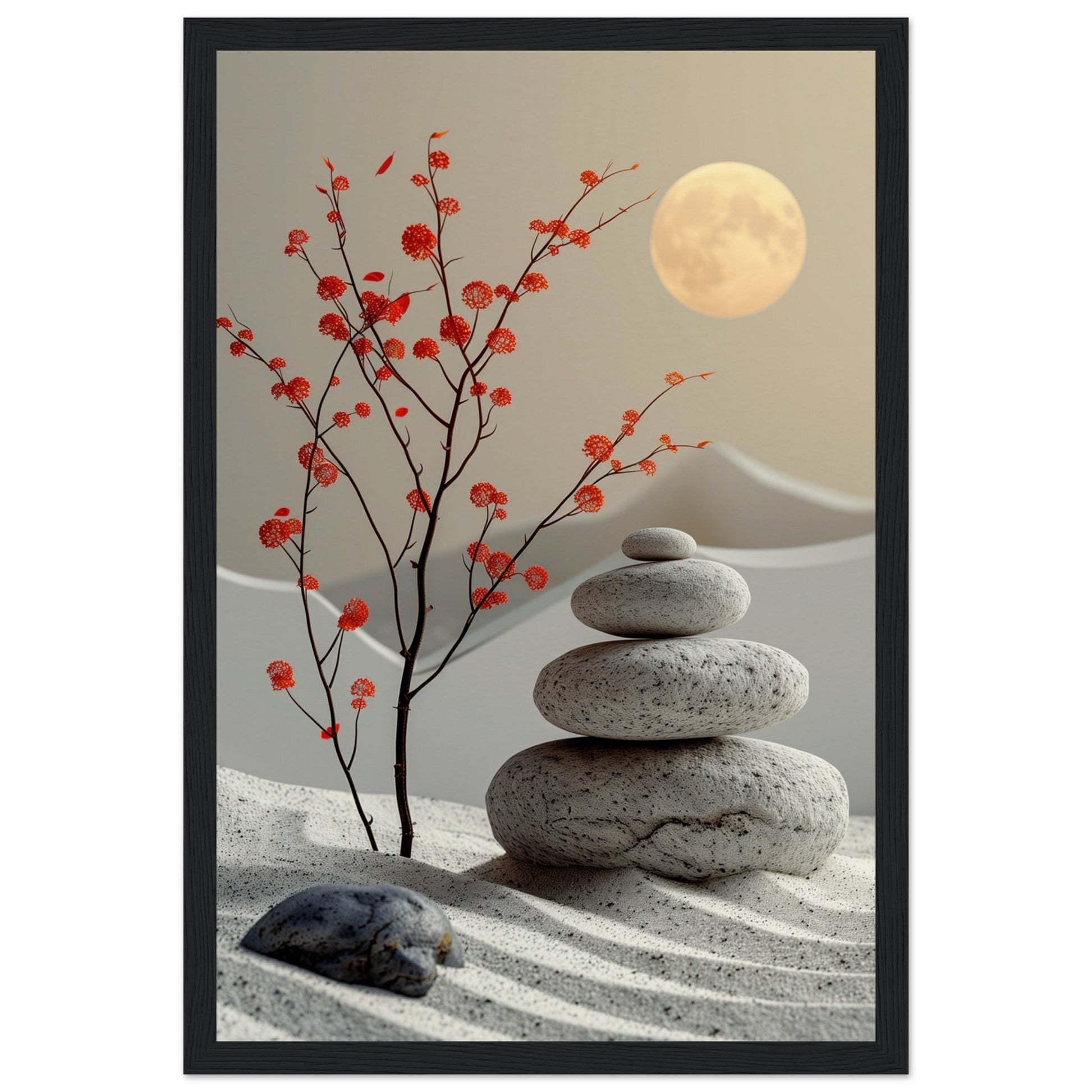 Affiche Beauté Zen ( 30x45-cm-Bois-noir)