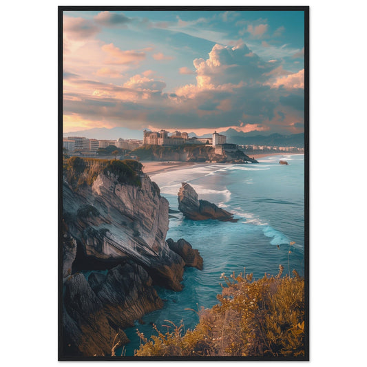 Affiche Biarritz En Été ( 70x100-cm-Bois-noir)