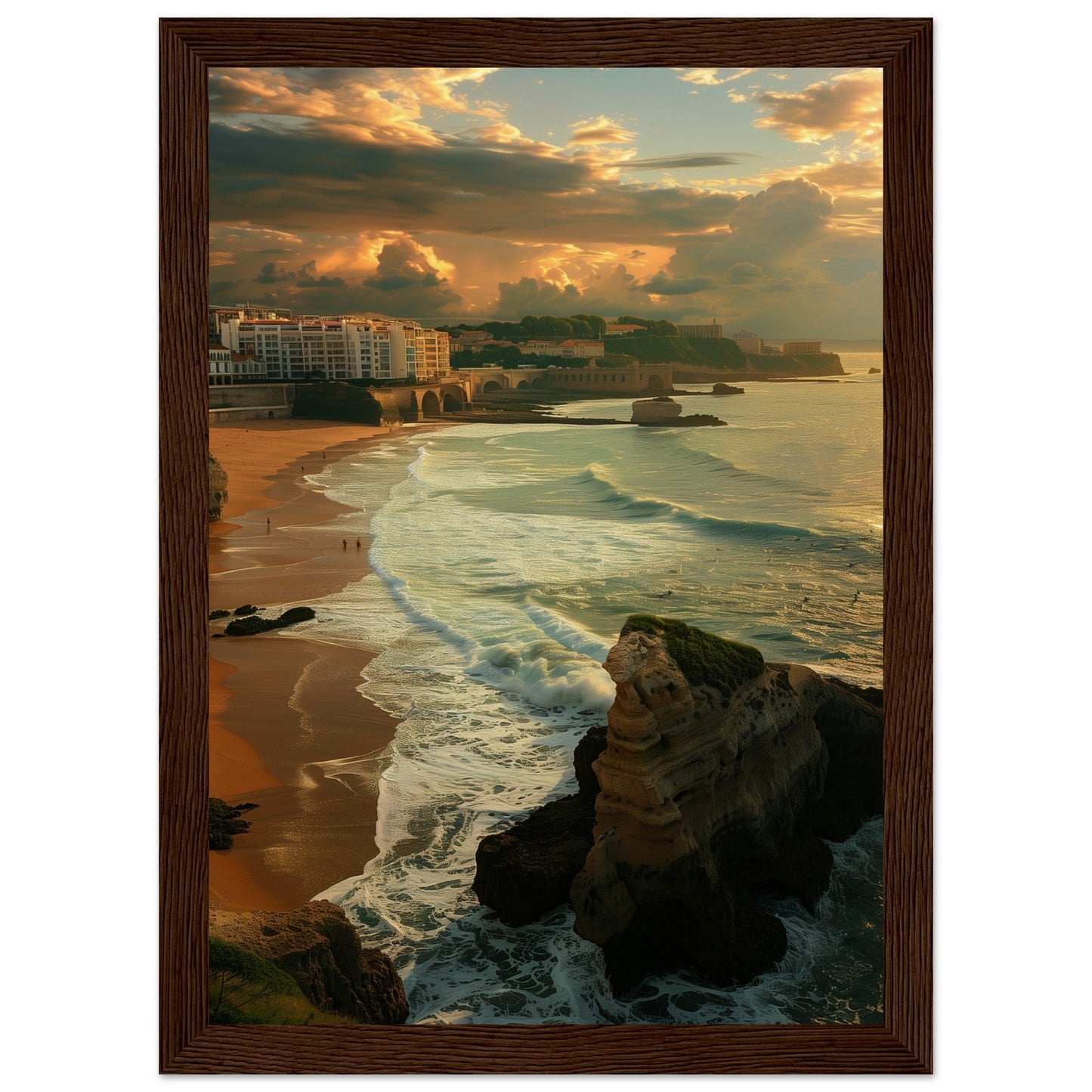 Affiche Biarritz Grande Plage ( 21x29.7-cm-Bois-foncé)