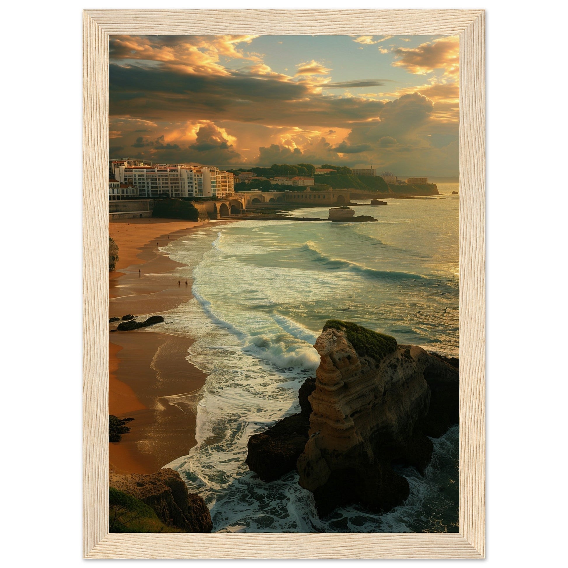 Affiche Biarritz Grande Plage ( 21x29.7-cm-Bois-clair)