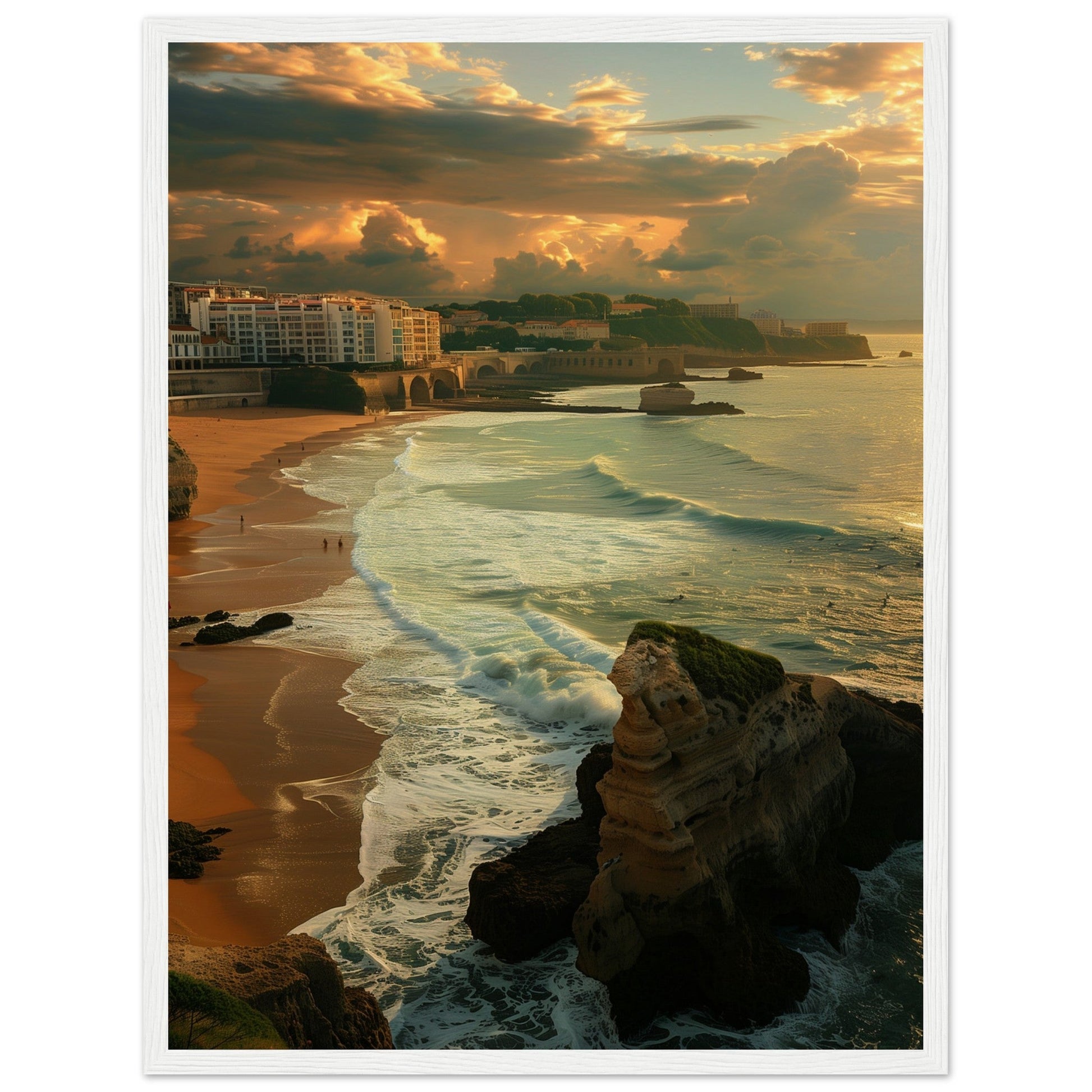 Affiche Biarritz Grande Plage ( 45x60-cm-Bois-blanc)