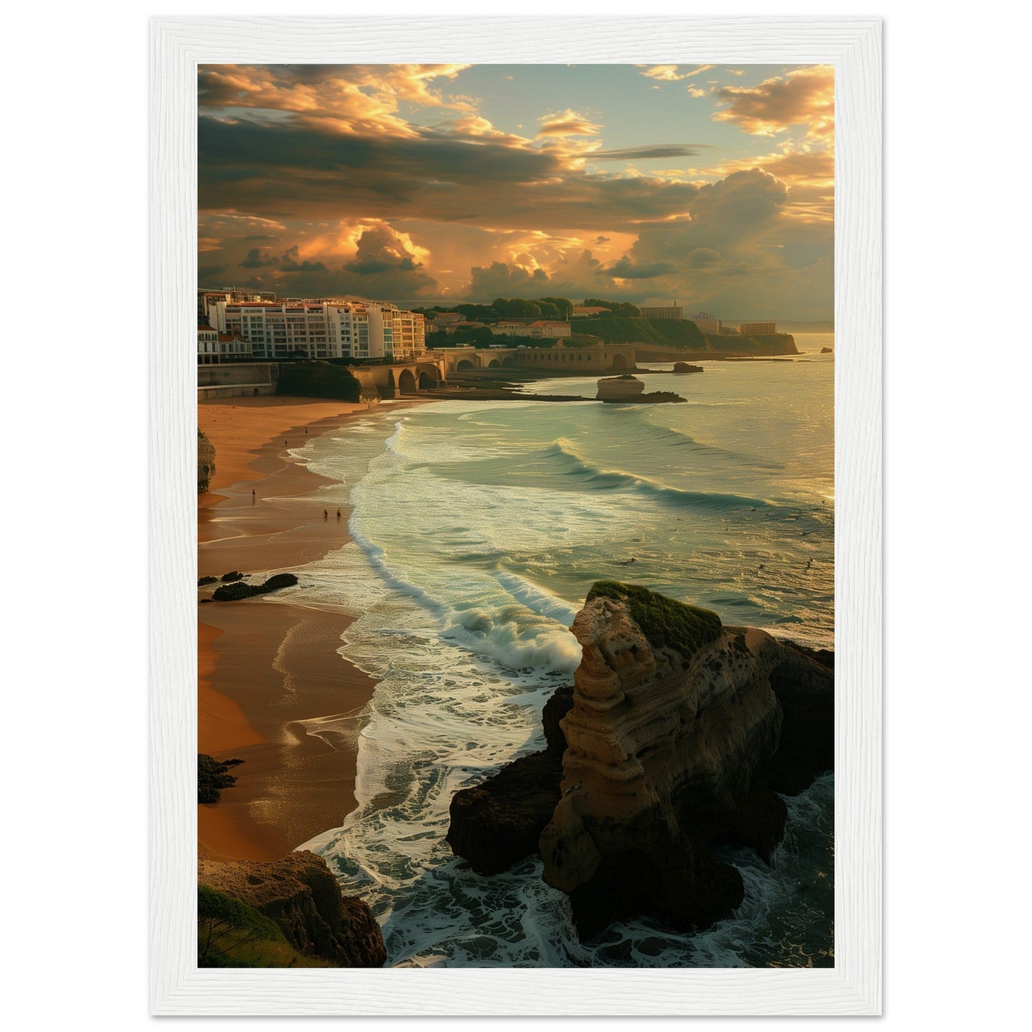 Affiche Biarritz Grande Plage ( 21x29.7-cm-Bois-blanc)