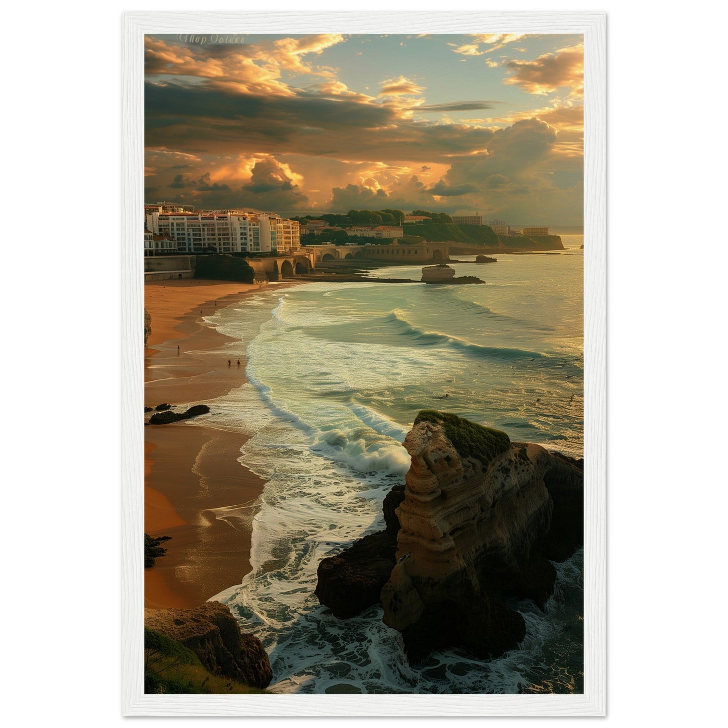 Affiche Biarritz Grande Plage ( 30x45-cm-Bois-blanc)