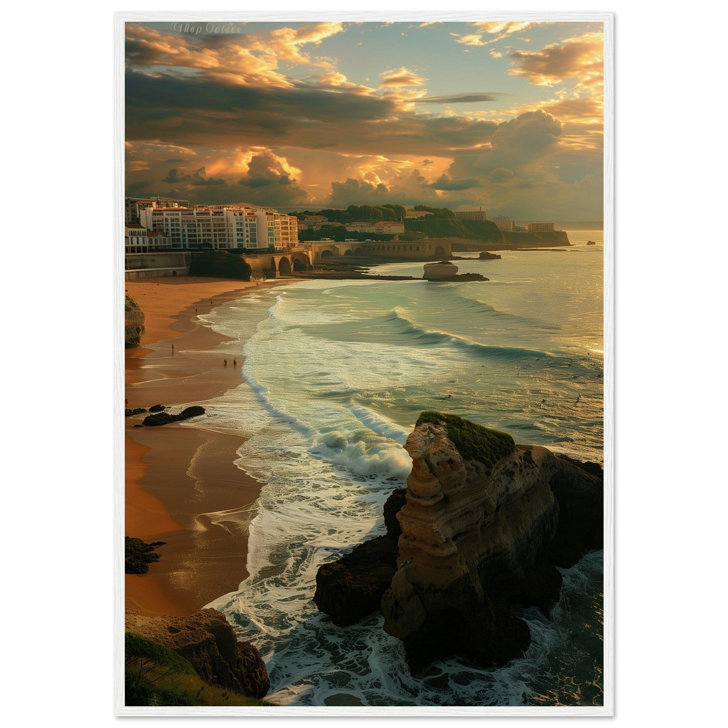 Affiche Biarritz Grande Plage ( 70x100-cm-Bois-blanc)