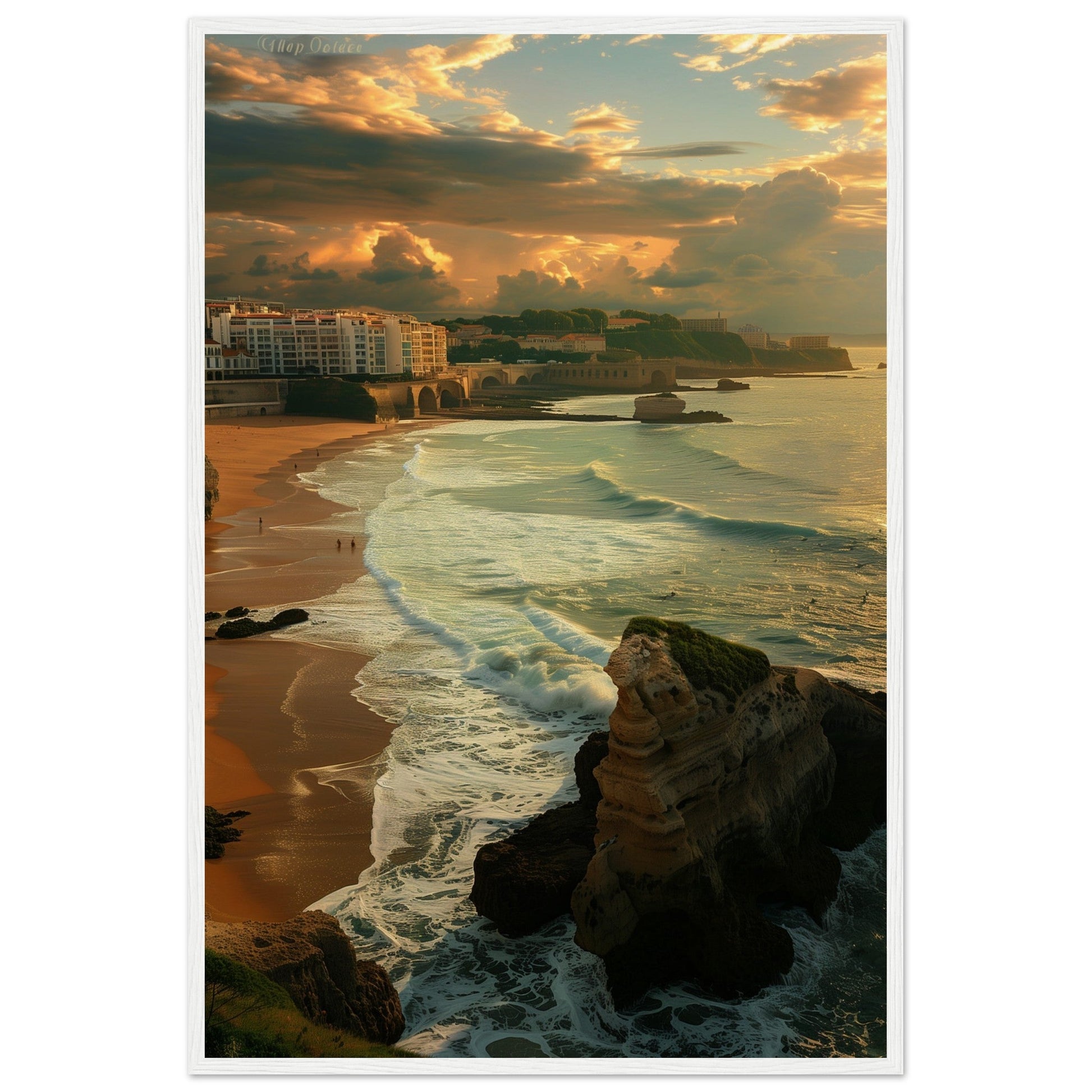 Affiche Biarritz Grande Plage ( 60x90-cm-Bois-blanc)