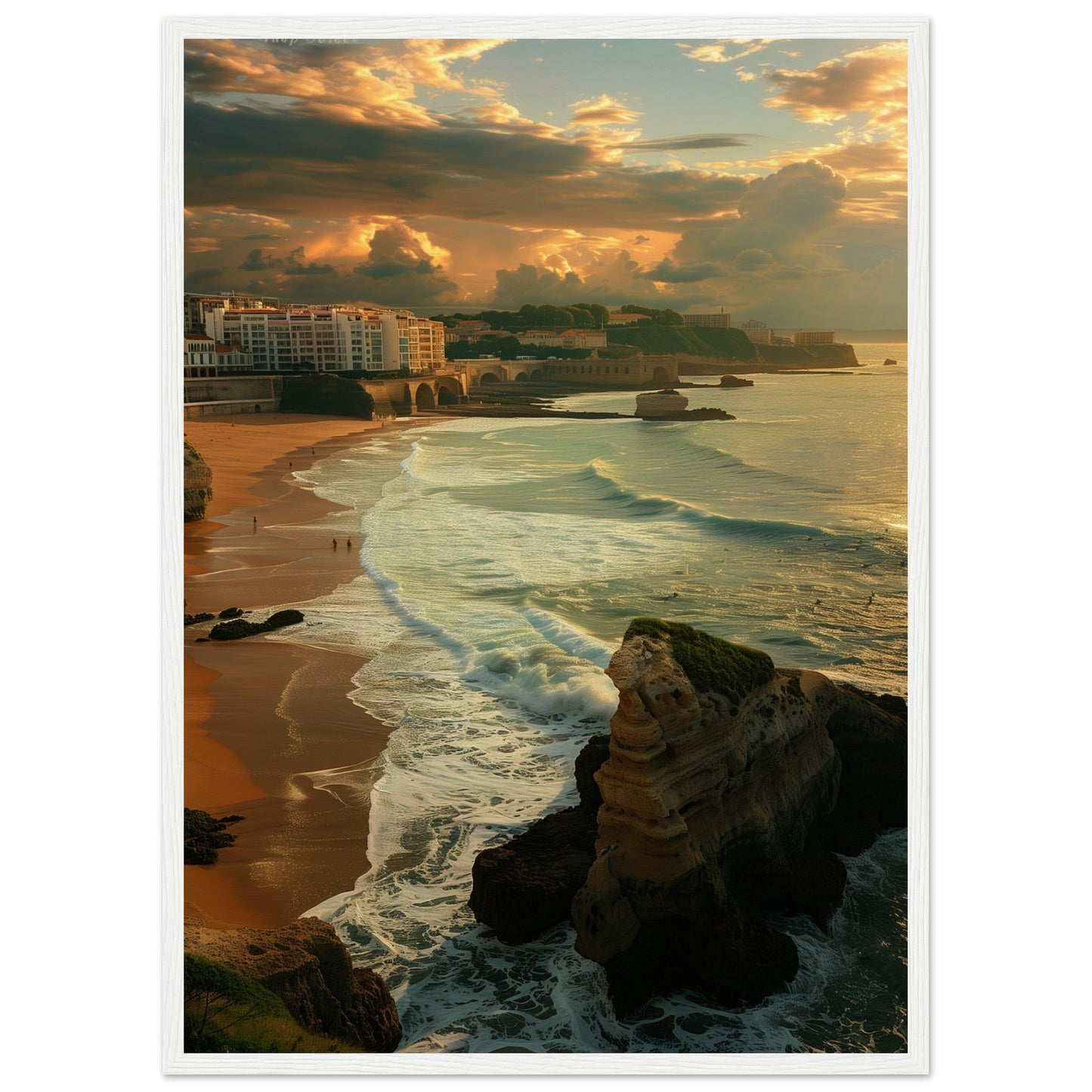 Affiche Biarritz Grande Plage ( 50x70-cm-Bois-blanc)