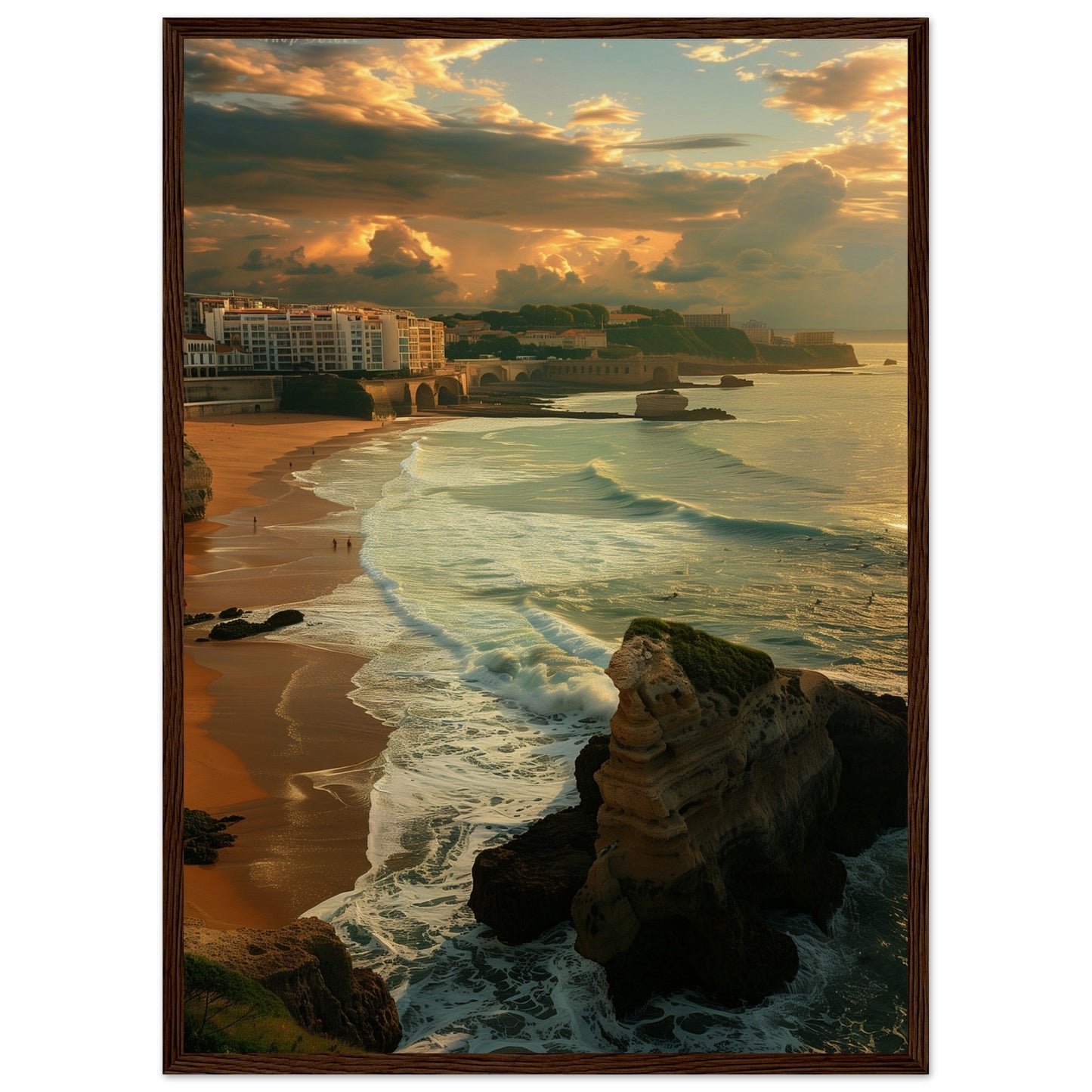 Affiche Biarritz Grande Plage ( 50x70-cm-Bois-foncé)