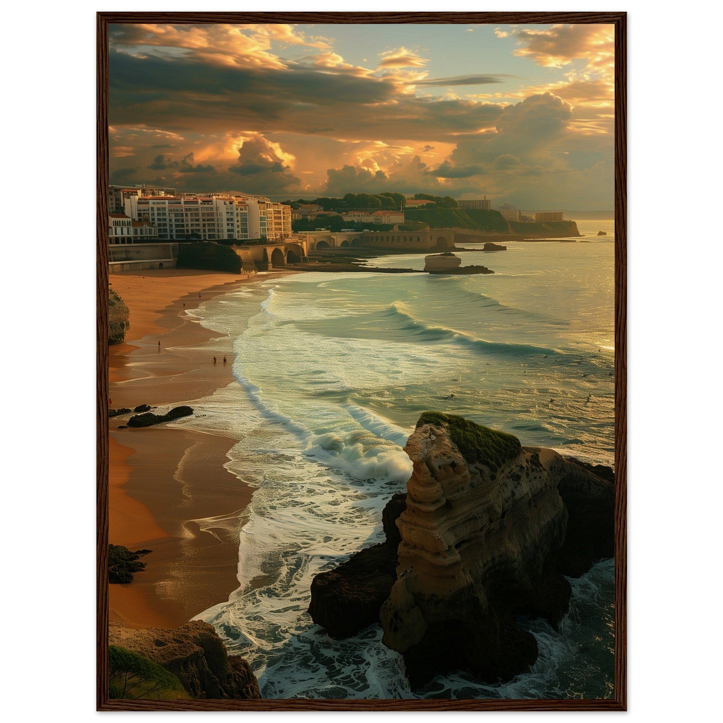 Affiche Biarritz Grande Plage ( 60x80-cm-Bois-foncé)