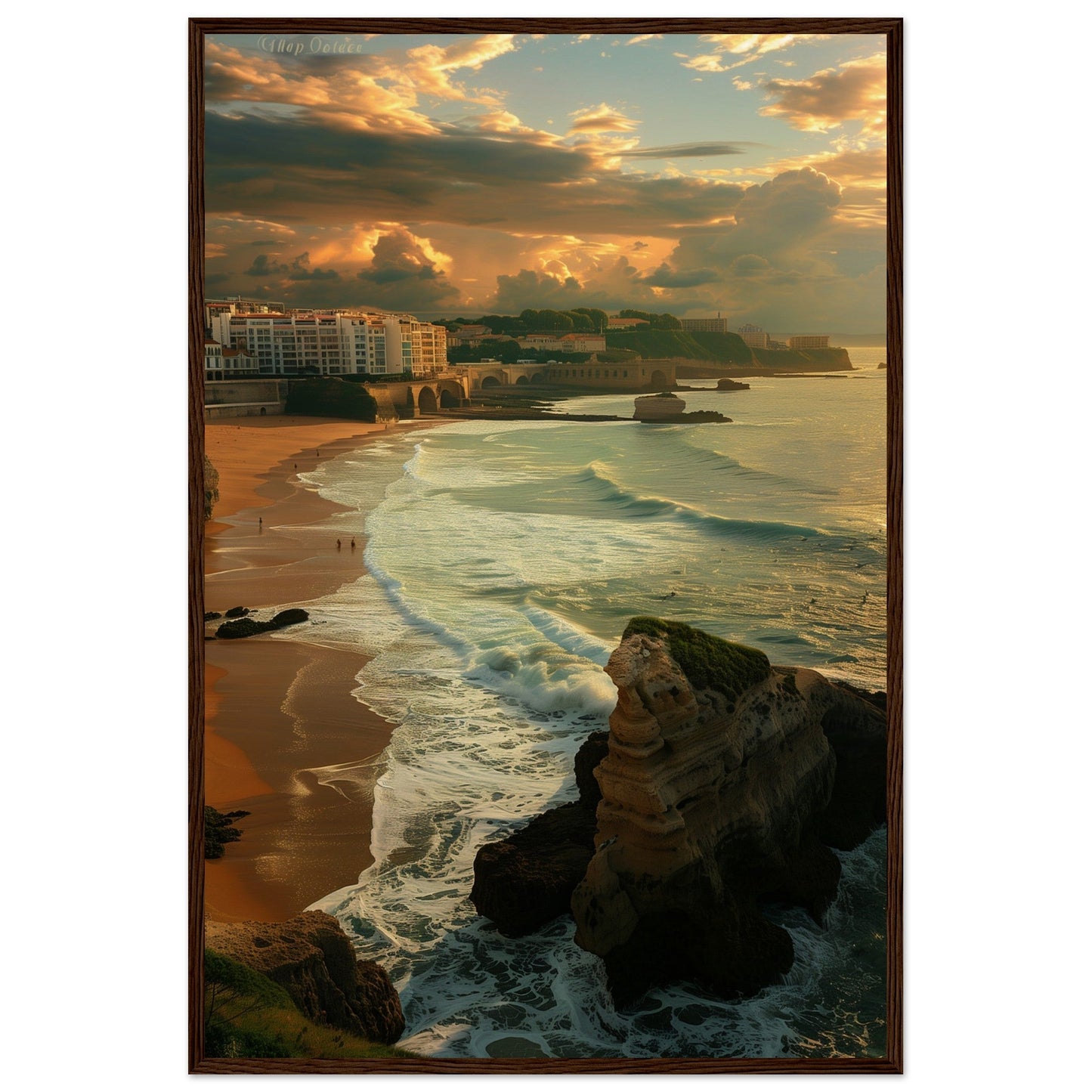 Affiche Biarritz Grande Plage ( 60x90-cm-Bois-foncé)