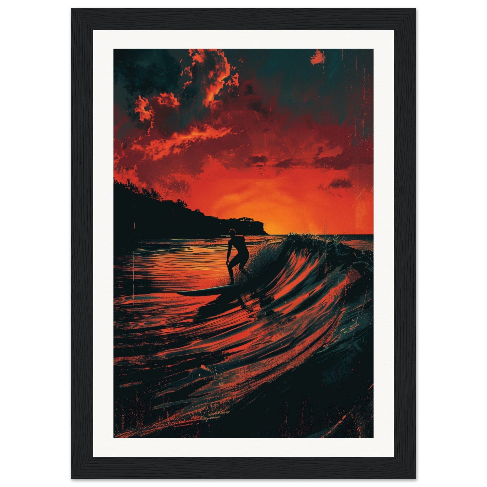 Affiche Biarritz Surf ( 21x29.7-cm-Bois-noir)