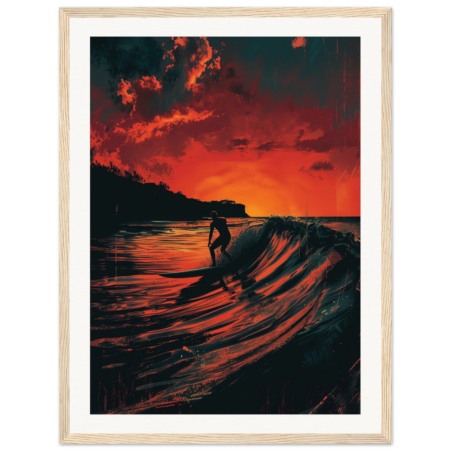 Affiche Biarritz Surf ( 45x60-cm-Bois-clair)