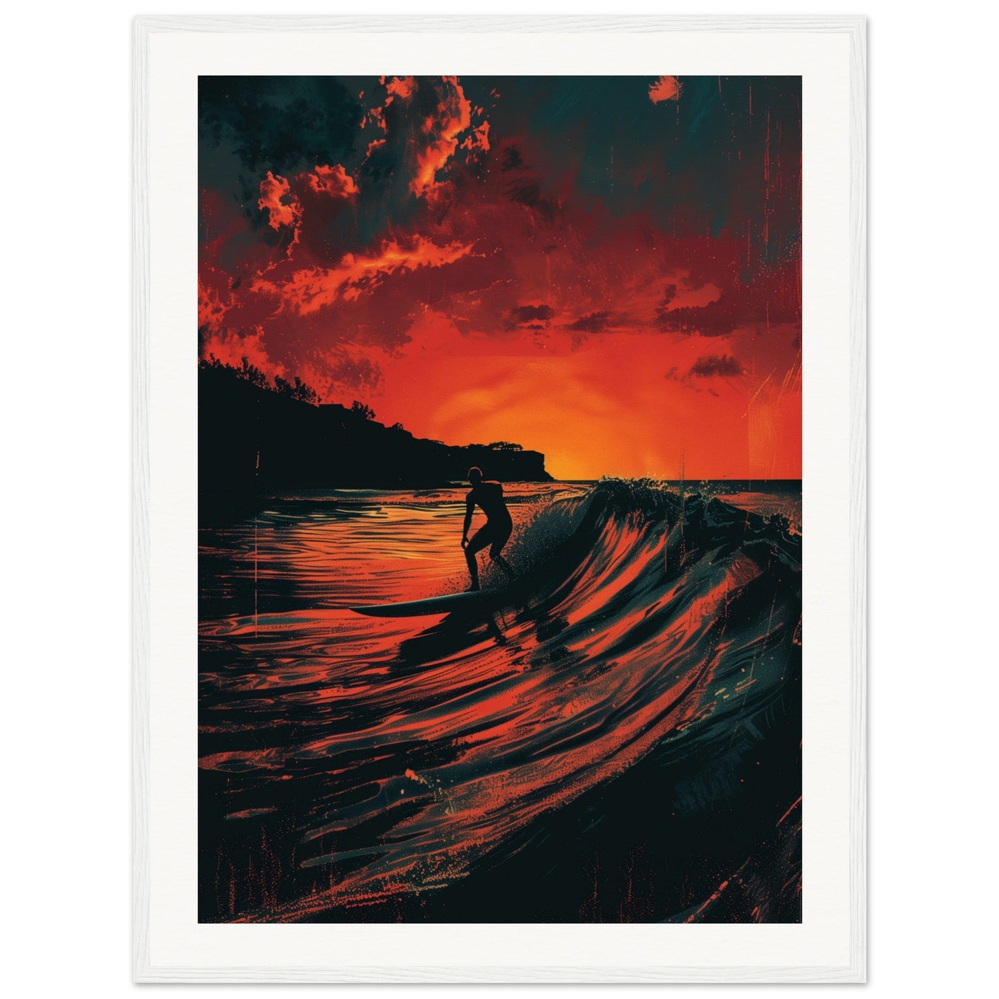 Affiche Biarritz Surf ( 60x80-cm-Bois-blanc)