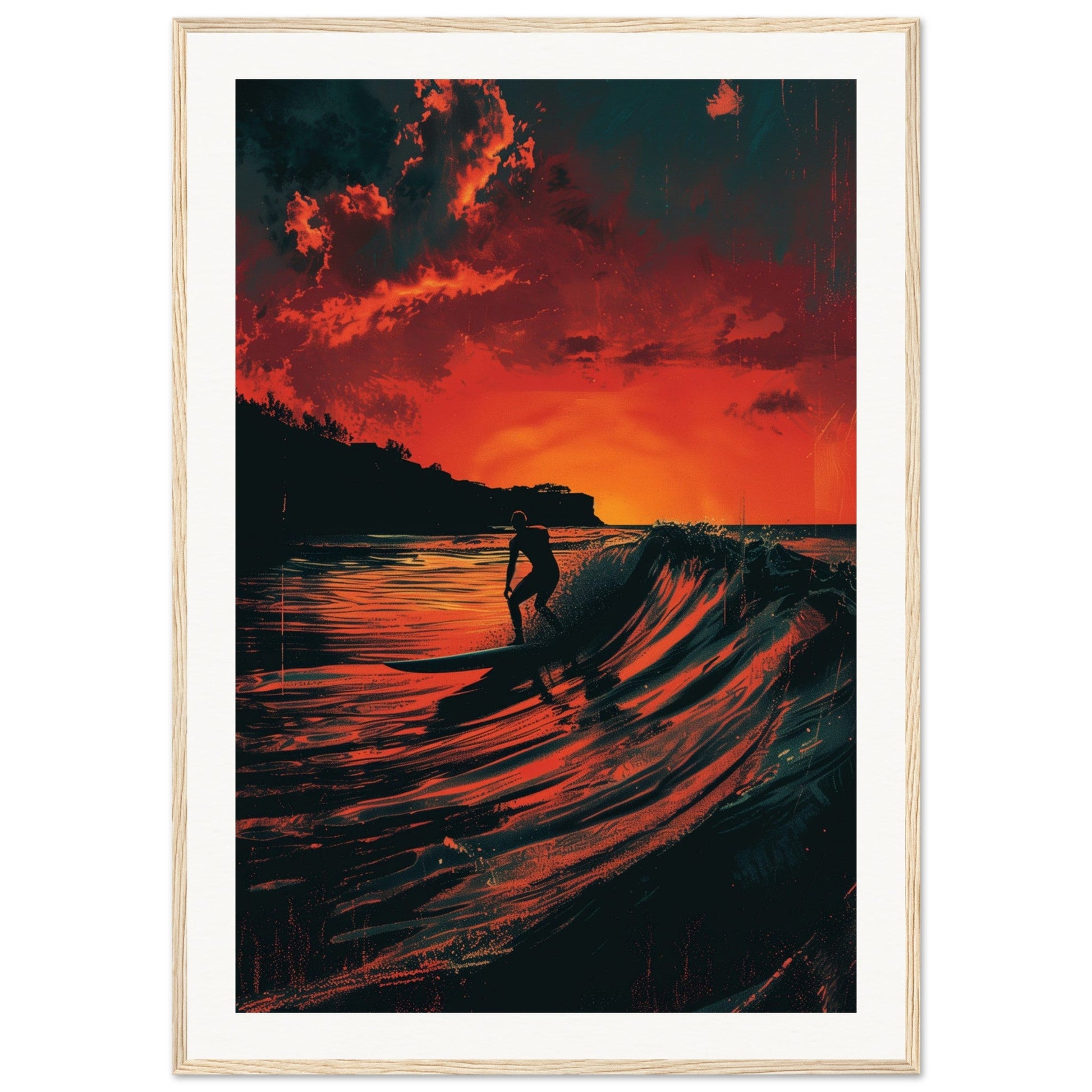 Affiche Biarritz Surf ( 70x100-cm-Bois-clair)