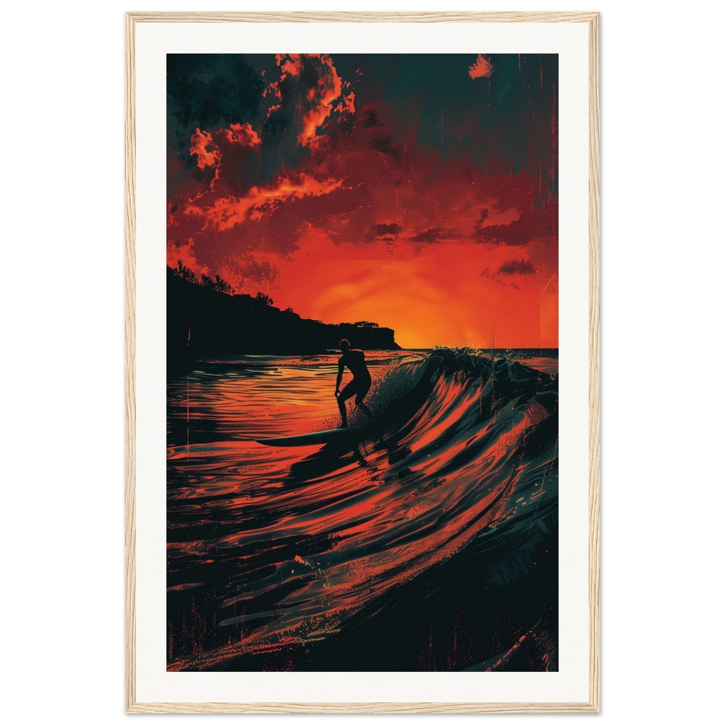 Affiche Biarritz Surf ( 60x90-cm-Bois-clair)