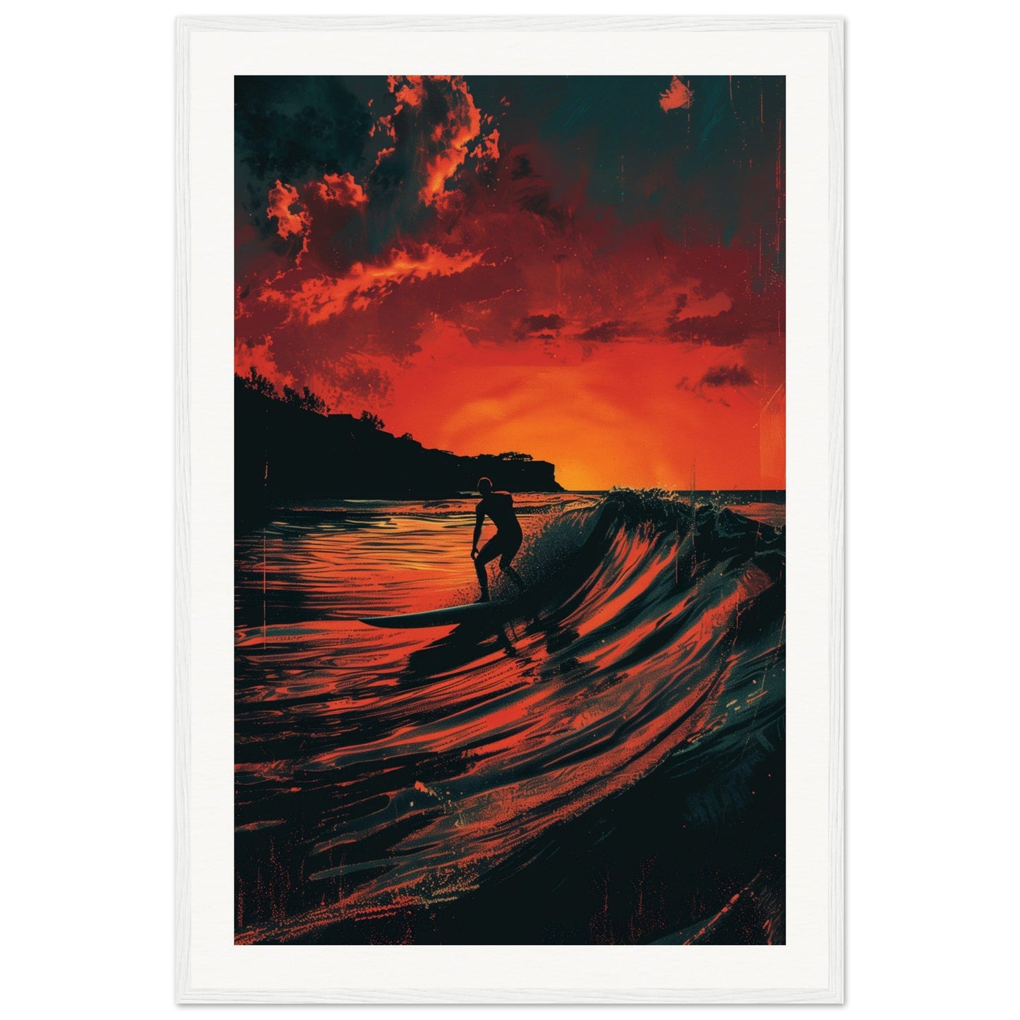 Affiche Biarritz Surf ( 60x90-cm-Bois-blanc)