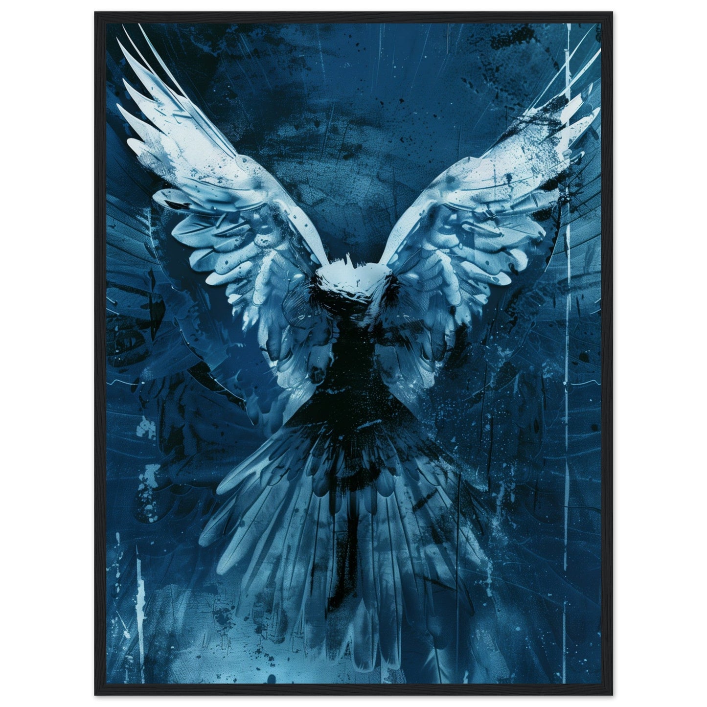 Affiche Bleu Canard ( 60x80-cm-Bois-noir)