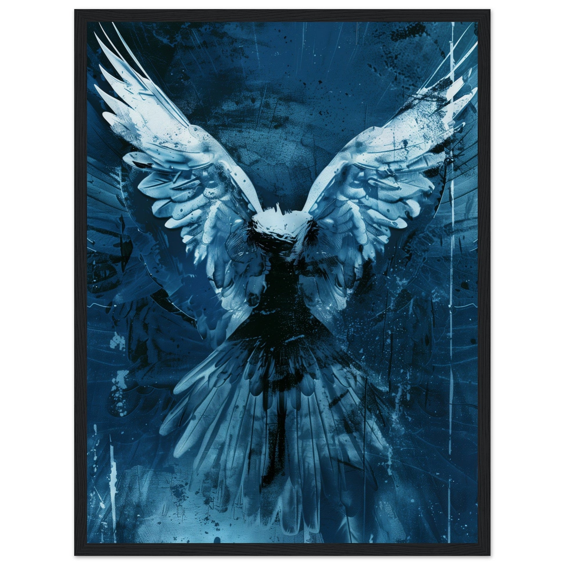 Affiche Bleu Canard ( 45x60-cm-Bois-noir)