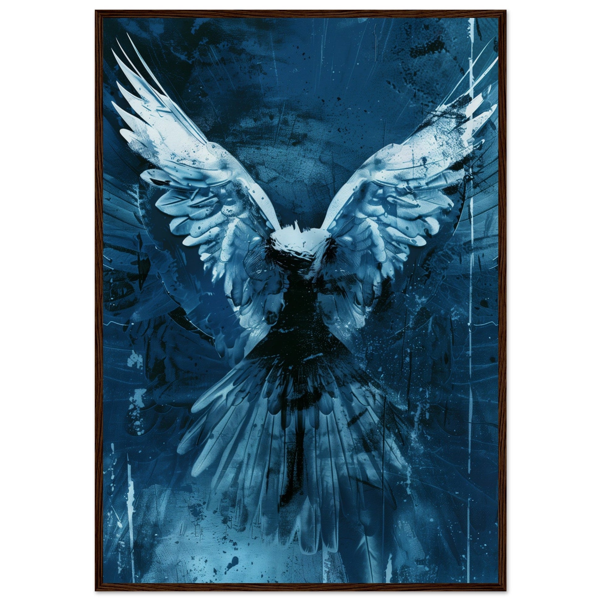 Affiche Bleu Canard ( 70x100-cm-Bois-foncé)