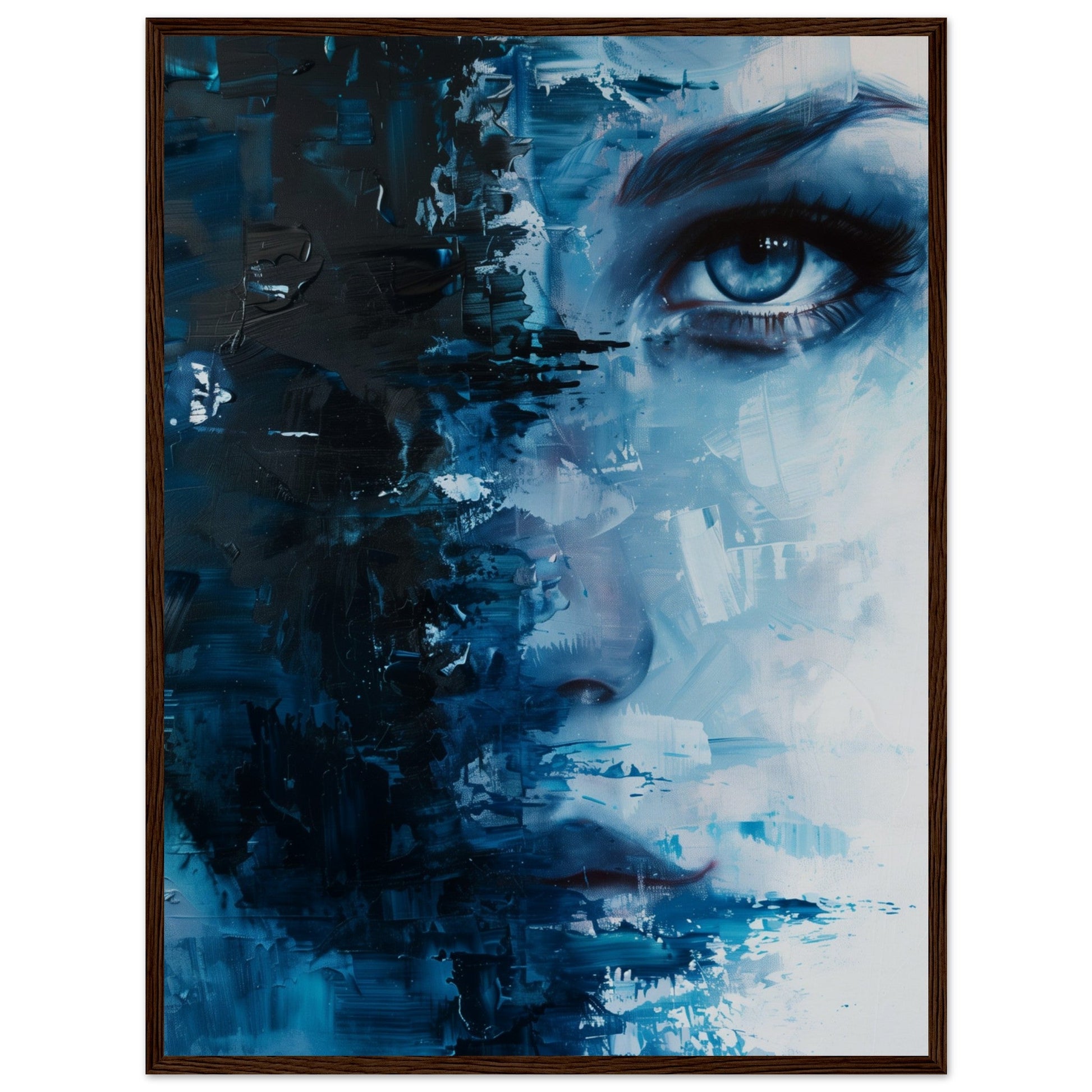 Affiche Bleu Marine ( 60x80-cm-Bois-foncé)