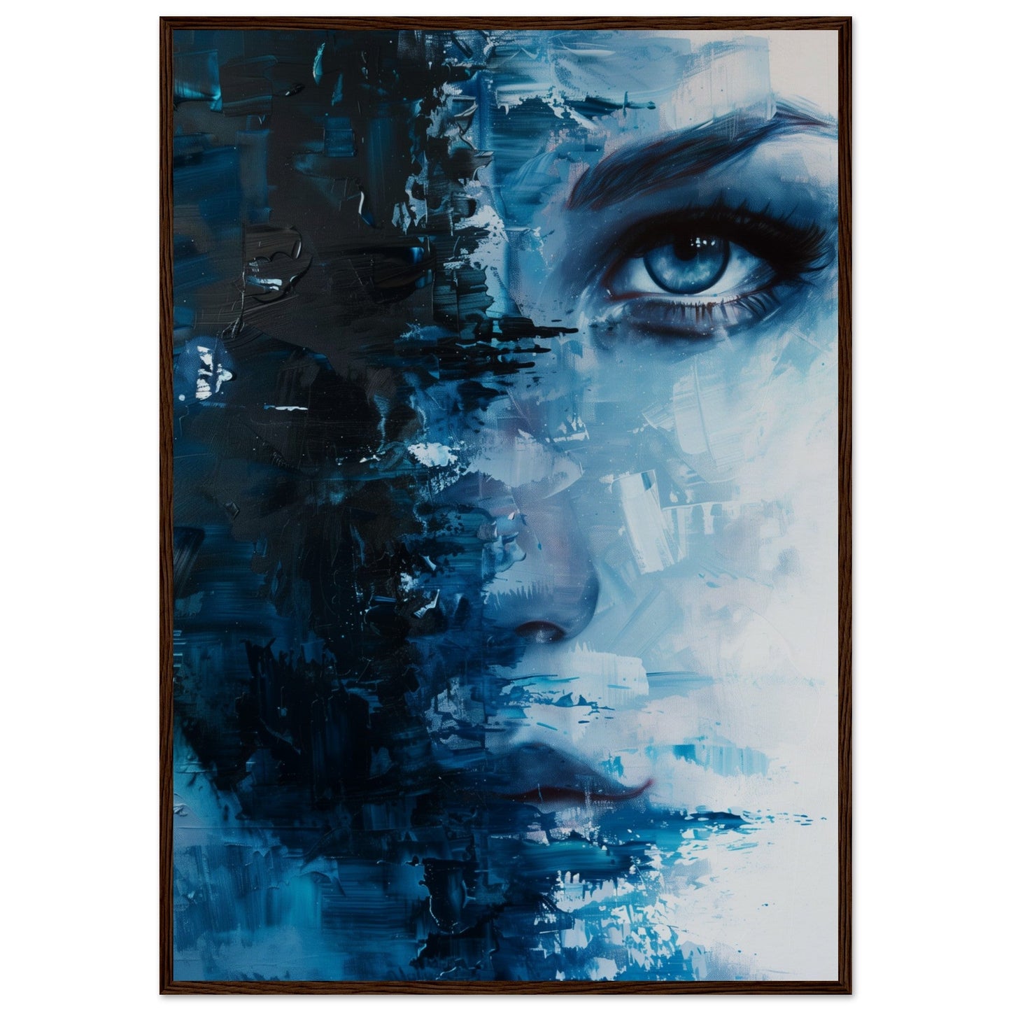 Affiche Bleu Marine ( 70x100-cm-Bois-foncé)