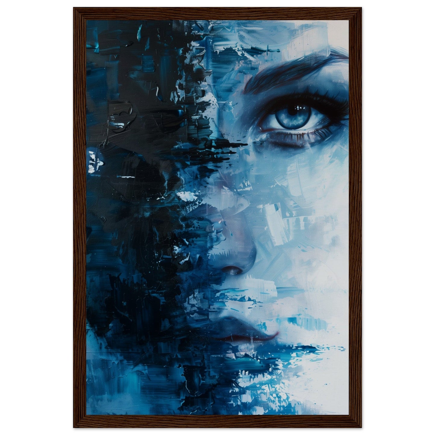 Affiche Bleu Marine ( 30x45-cm-Bois-foncé)