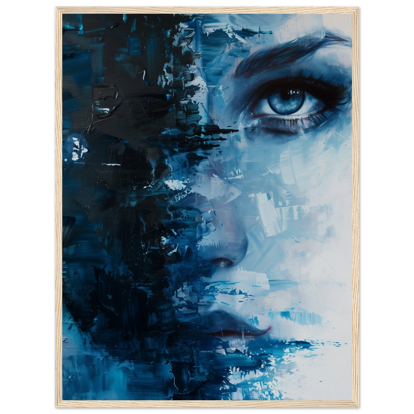 Affiche Bleu Marine ( 60x80-cm-Bois-clair)