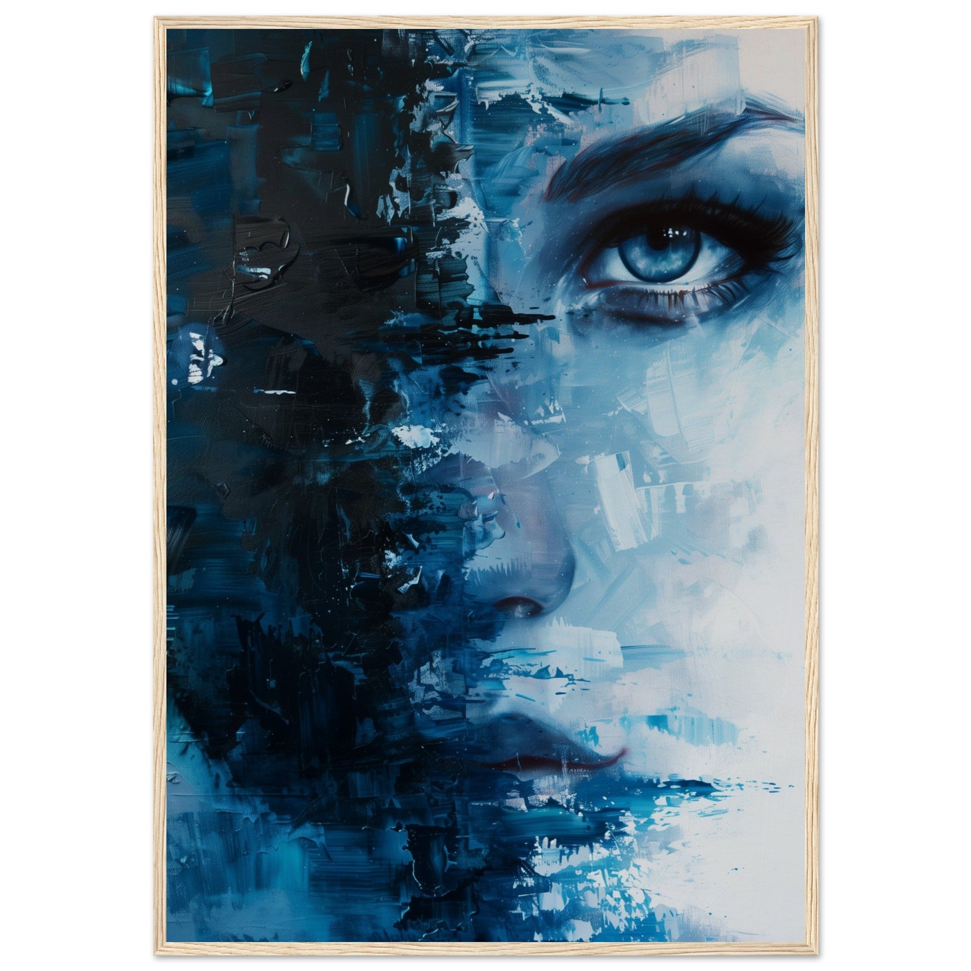 Affiche Bleu Marine ( 70x100-cm-Bois-clair)