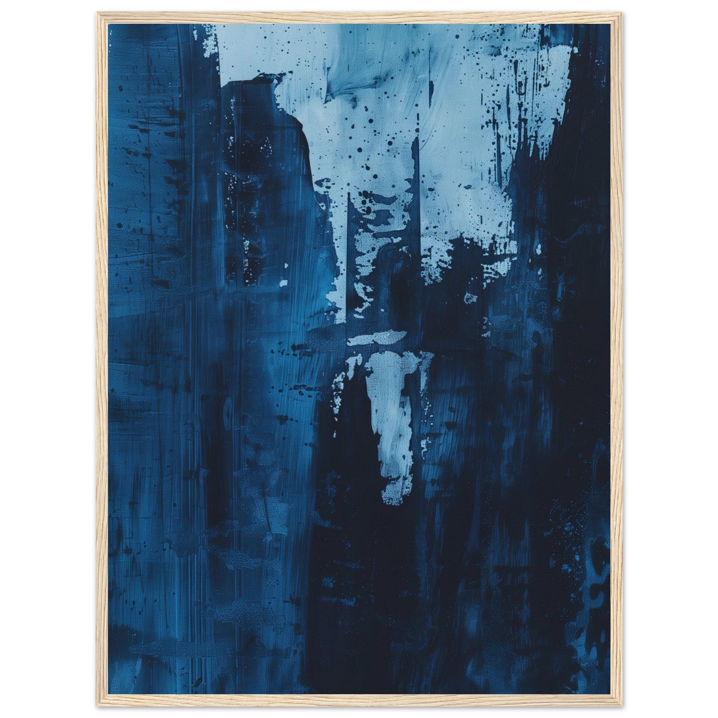 Affiche Bleu Pétrole ( 60x80-cm-Bois-clair)