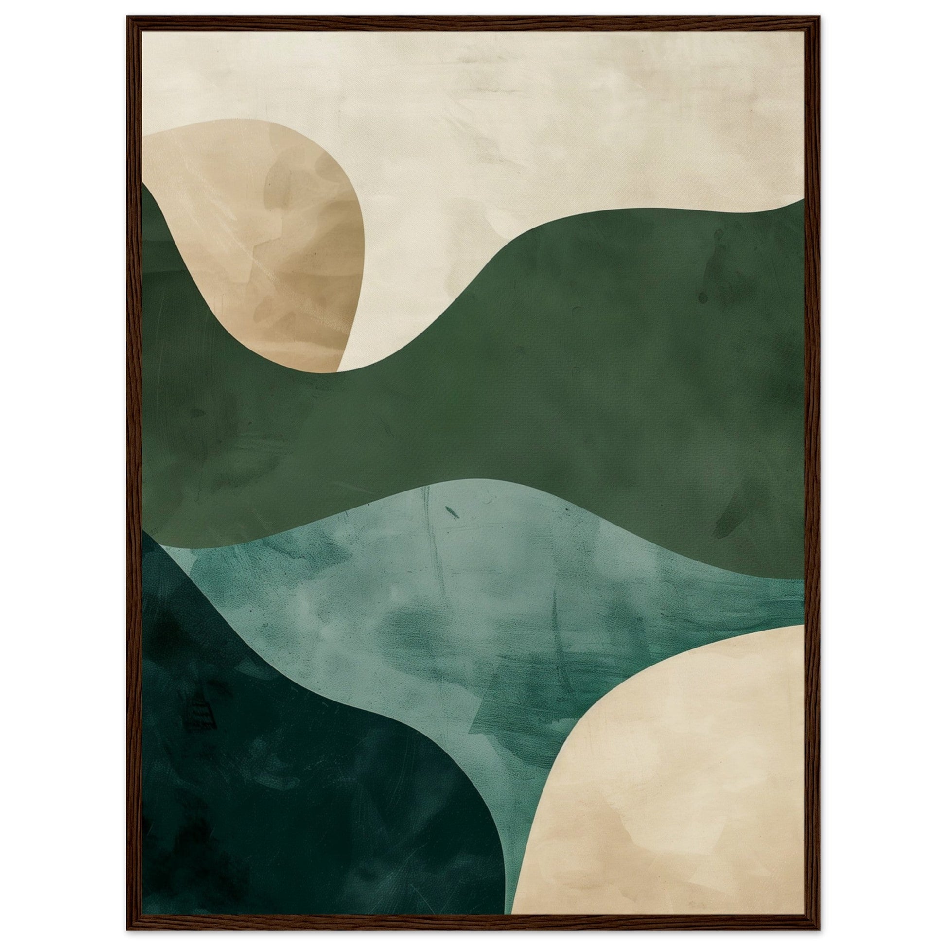 Affiche Bleu Vert Beige ( 60x80-cm-Bois-foncé)