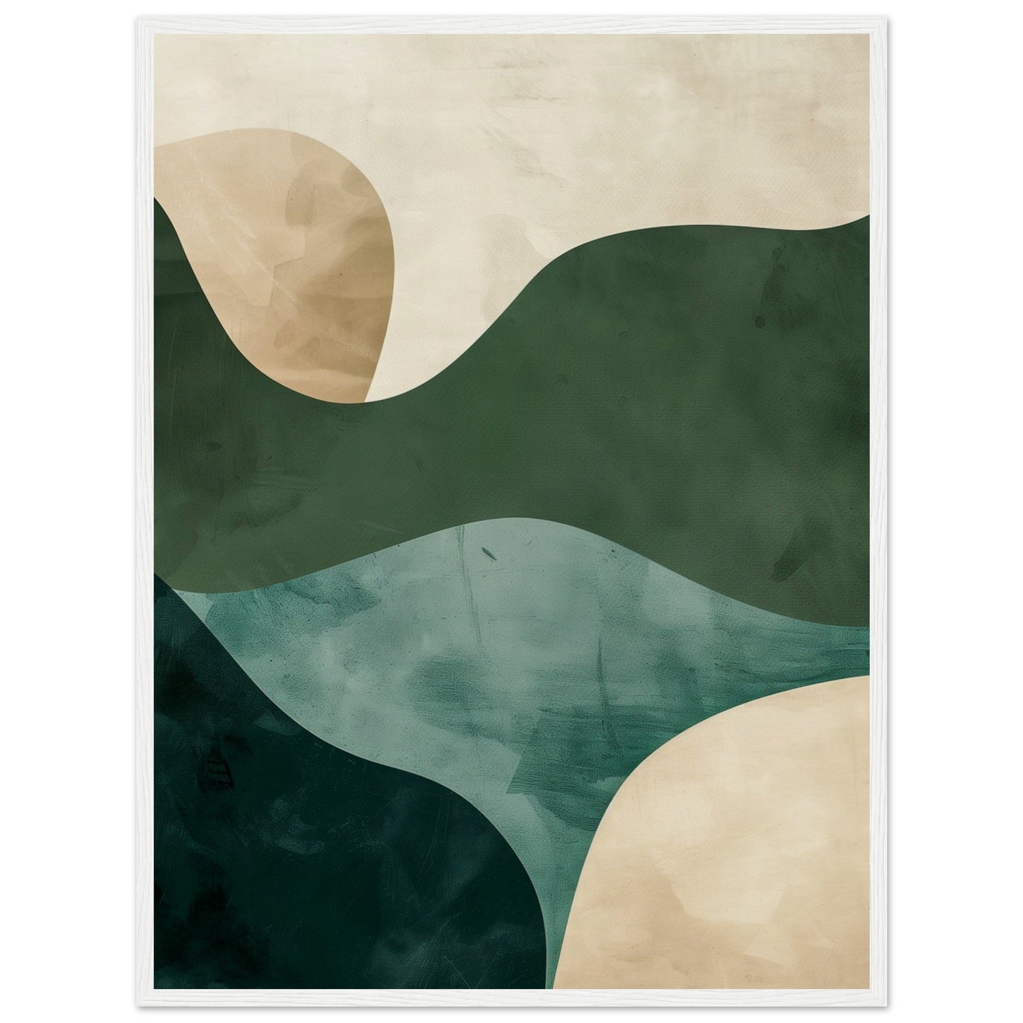 Affiche Bleu Vert Beige ( 60x80-cm-Bois-blanc)