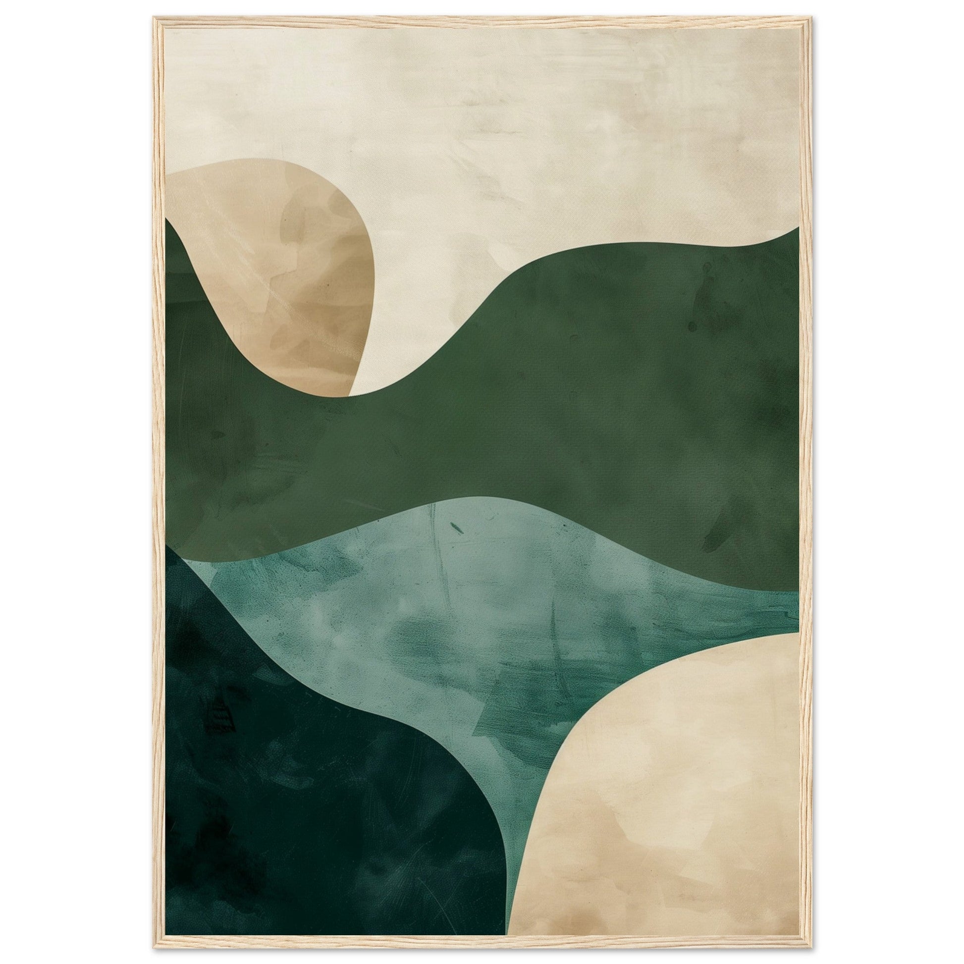 Affiche Bleu Vert Beige ( 70x100-cm-Bois-clair)