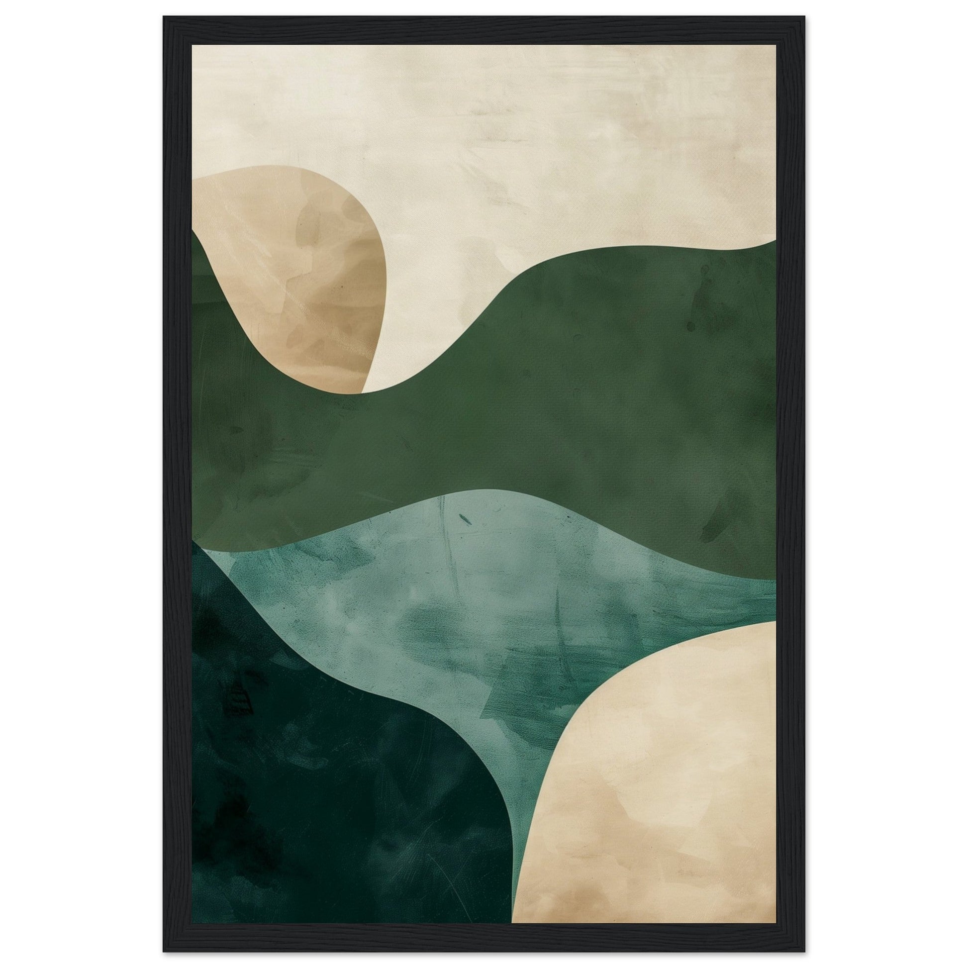 Affiche Bleu Vert Beige ( 30x45-cm-Bois-noir)