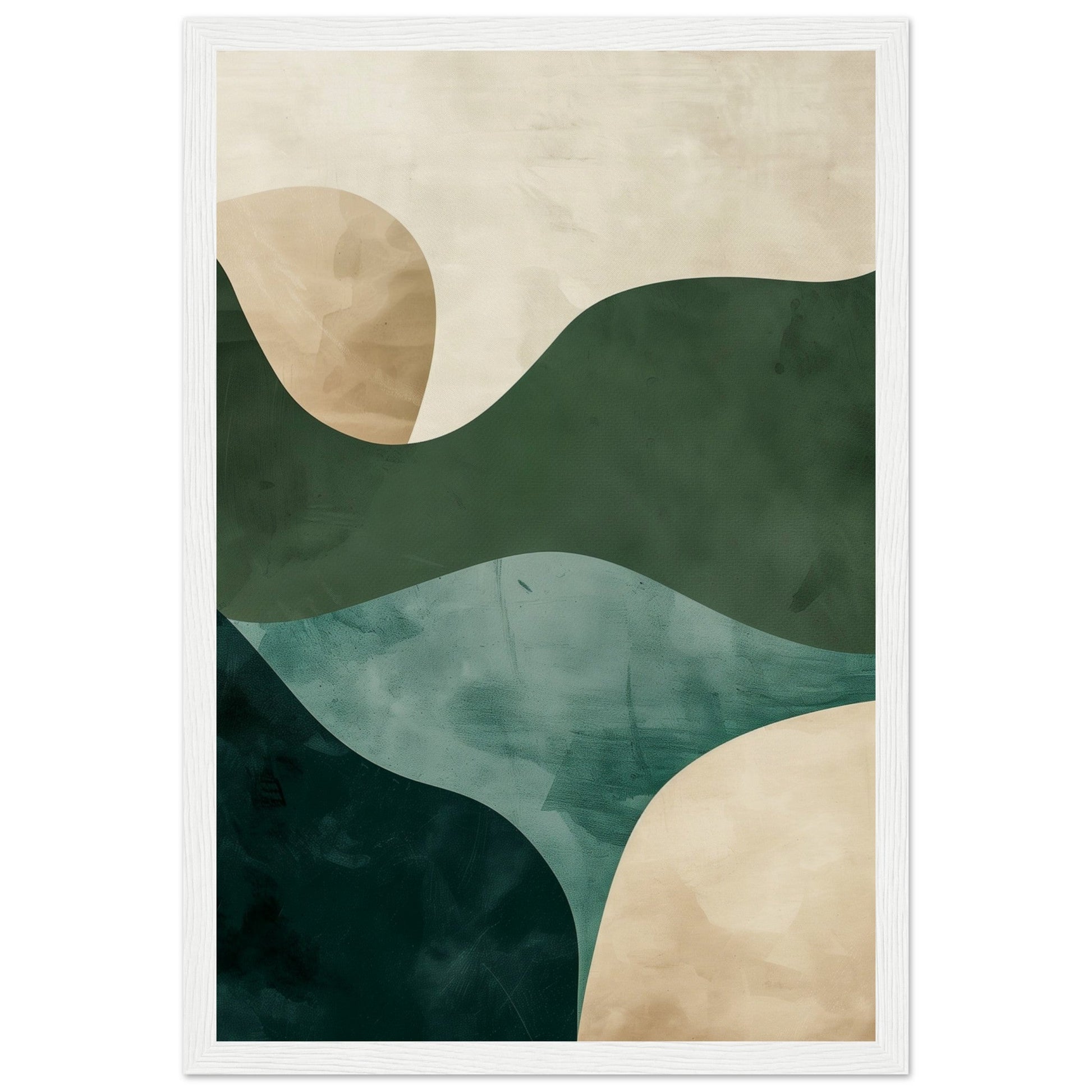 Affiche Bleu Vert Beige ( 30x45-cm-Bois-blanc)