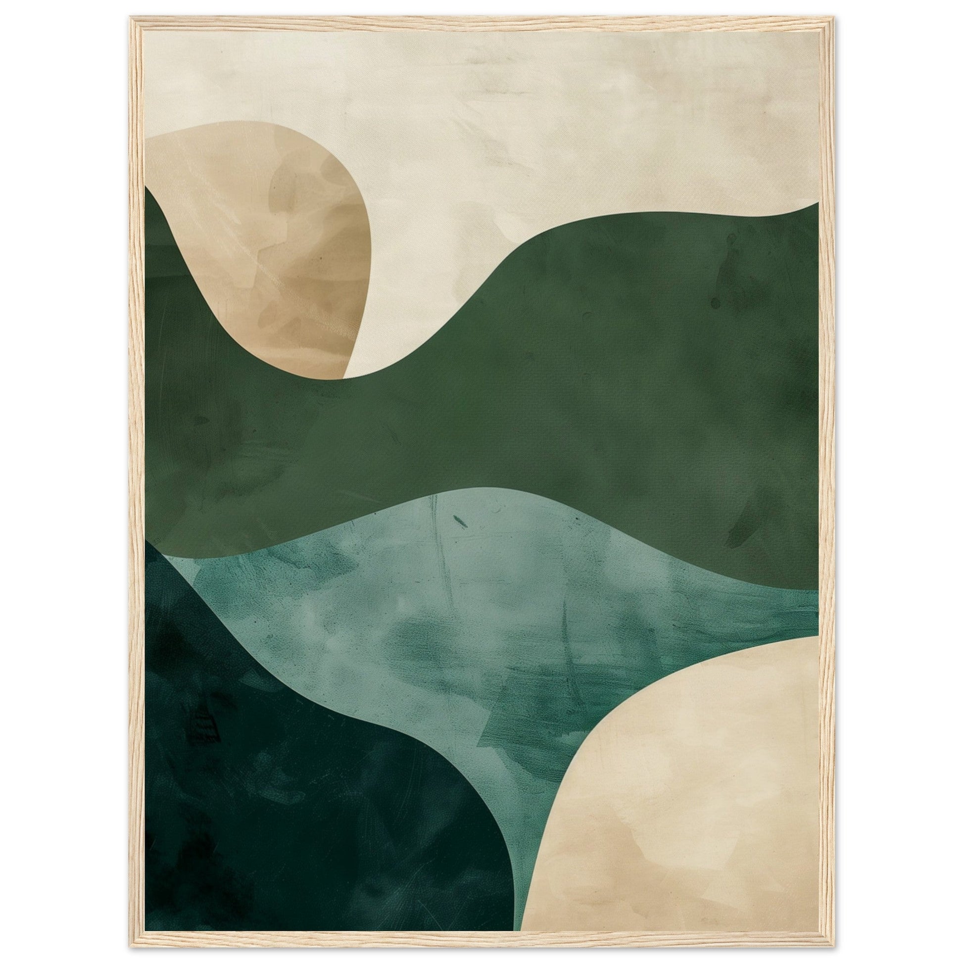 Affiche Bleu Vert Beige ( 60x80-cm-Bois-clair)