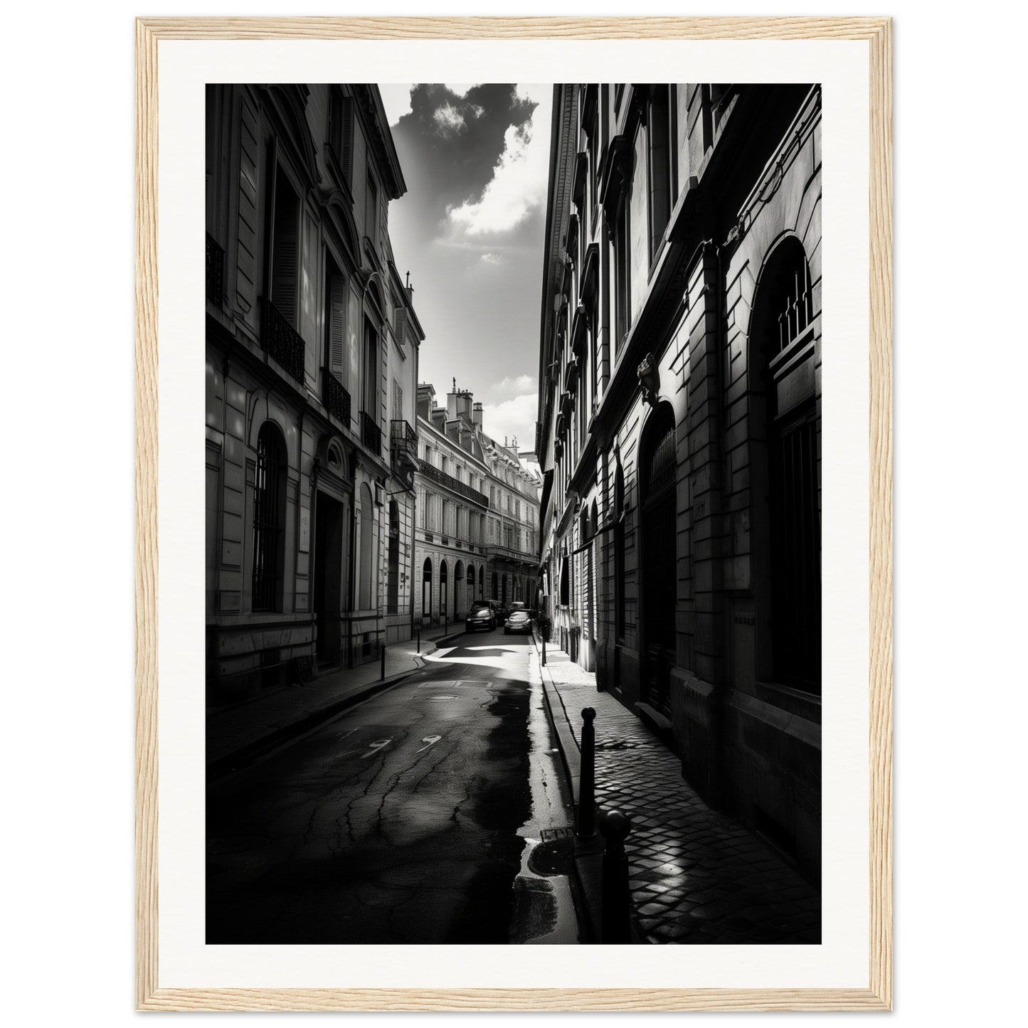 Affiche Bordeaux Noir et Blanc ( 45x60-cm-Bois-clair)