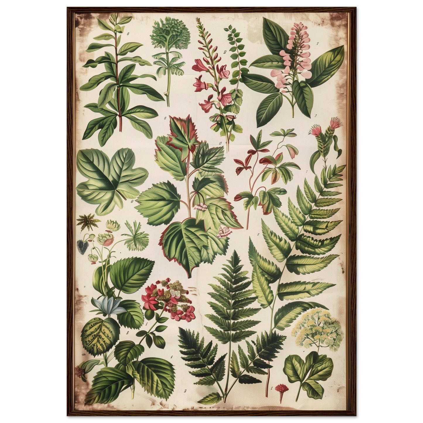 Affiche Botanique Ancienne ( 70x100-cm-Bois-foncé)