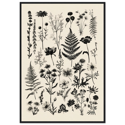 Affiche Botanique Noir et Blanc ( 70x100-cm-Bois-noir)