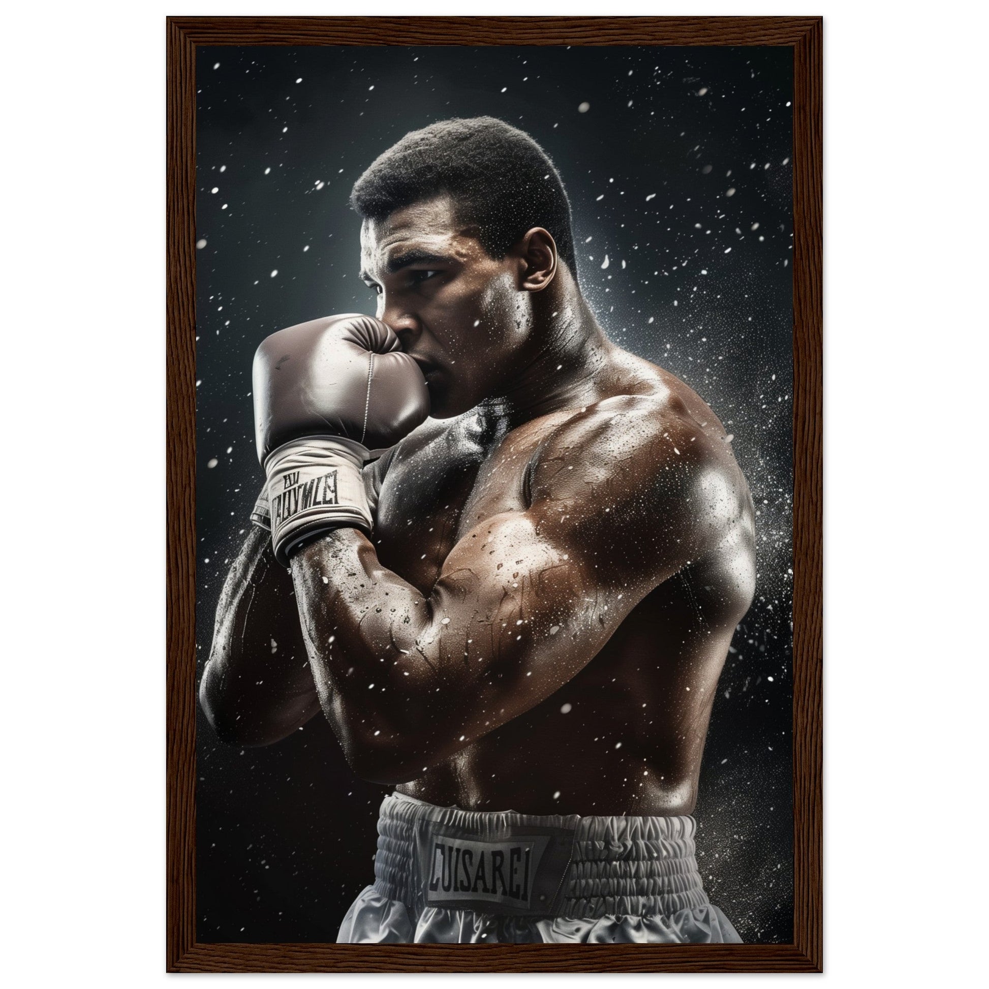 Affiche Boxe Mohamed Ali ( 30x45-cm-Bois-foncé)