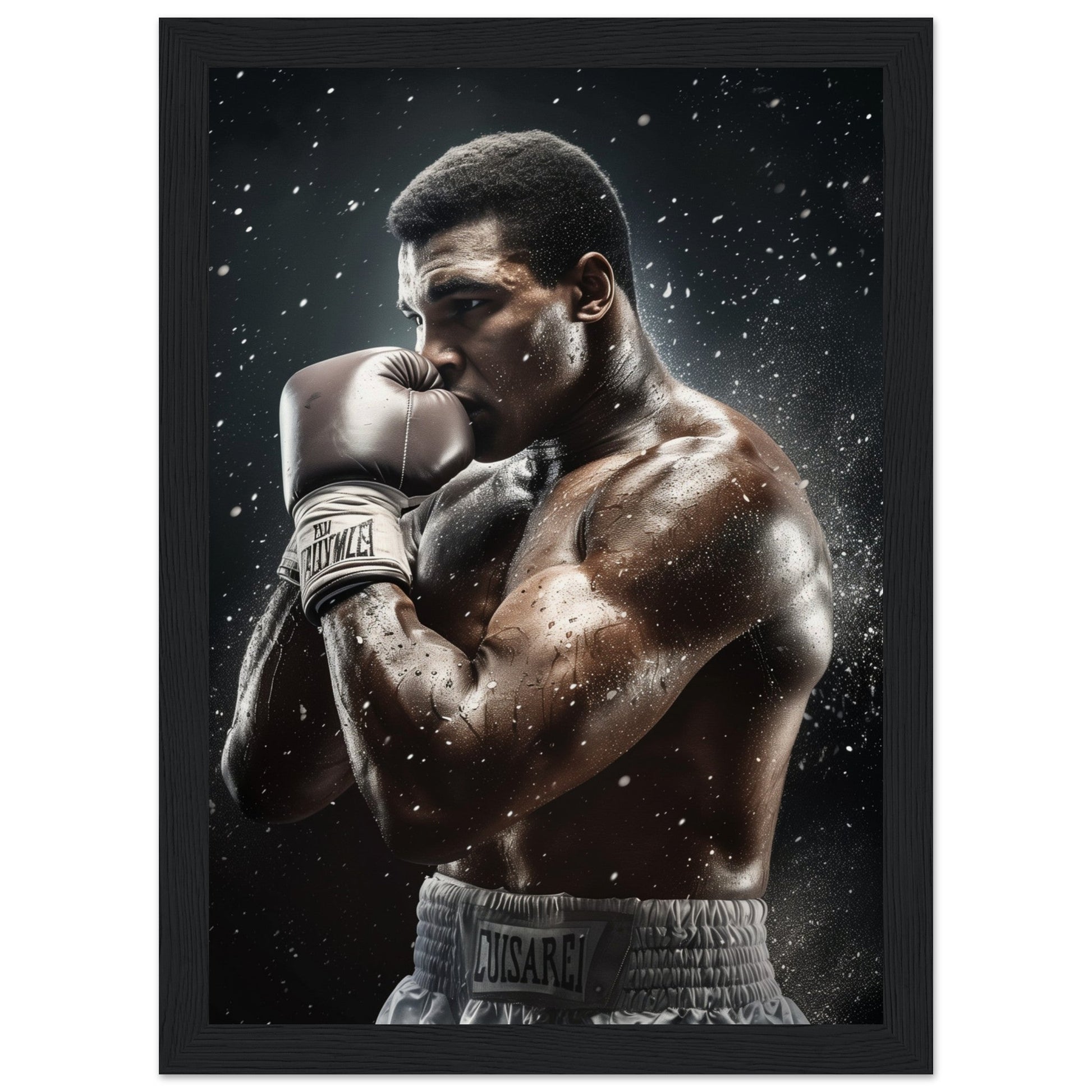 Affiche Boxe Mohamed Ali ( 21x29.7-cm-Bois-noir)