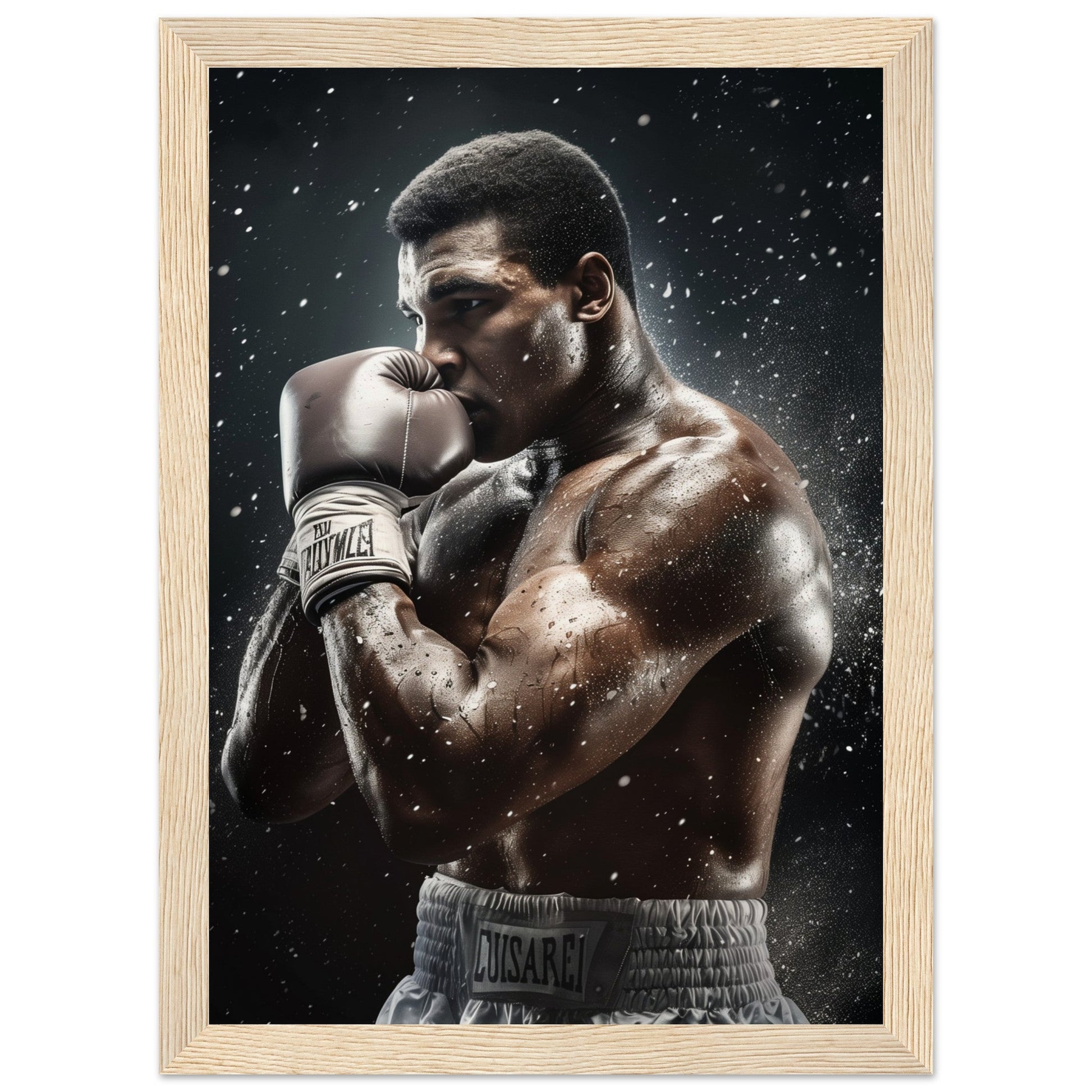 Affiche Boxe Mohamed Ali ( 21x29.7-cm-Bois-clair)