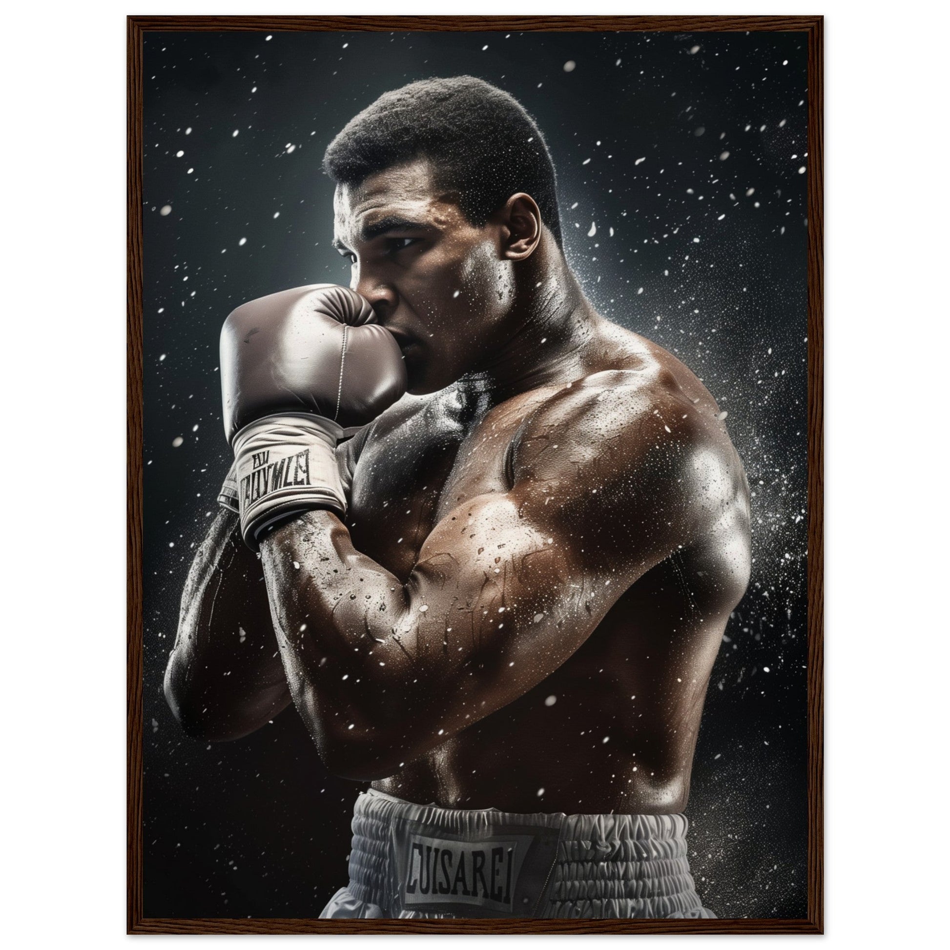 Affiche Boxe Mohamed Ali ( 60x80-cm-Bois-foncé)