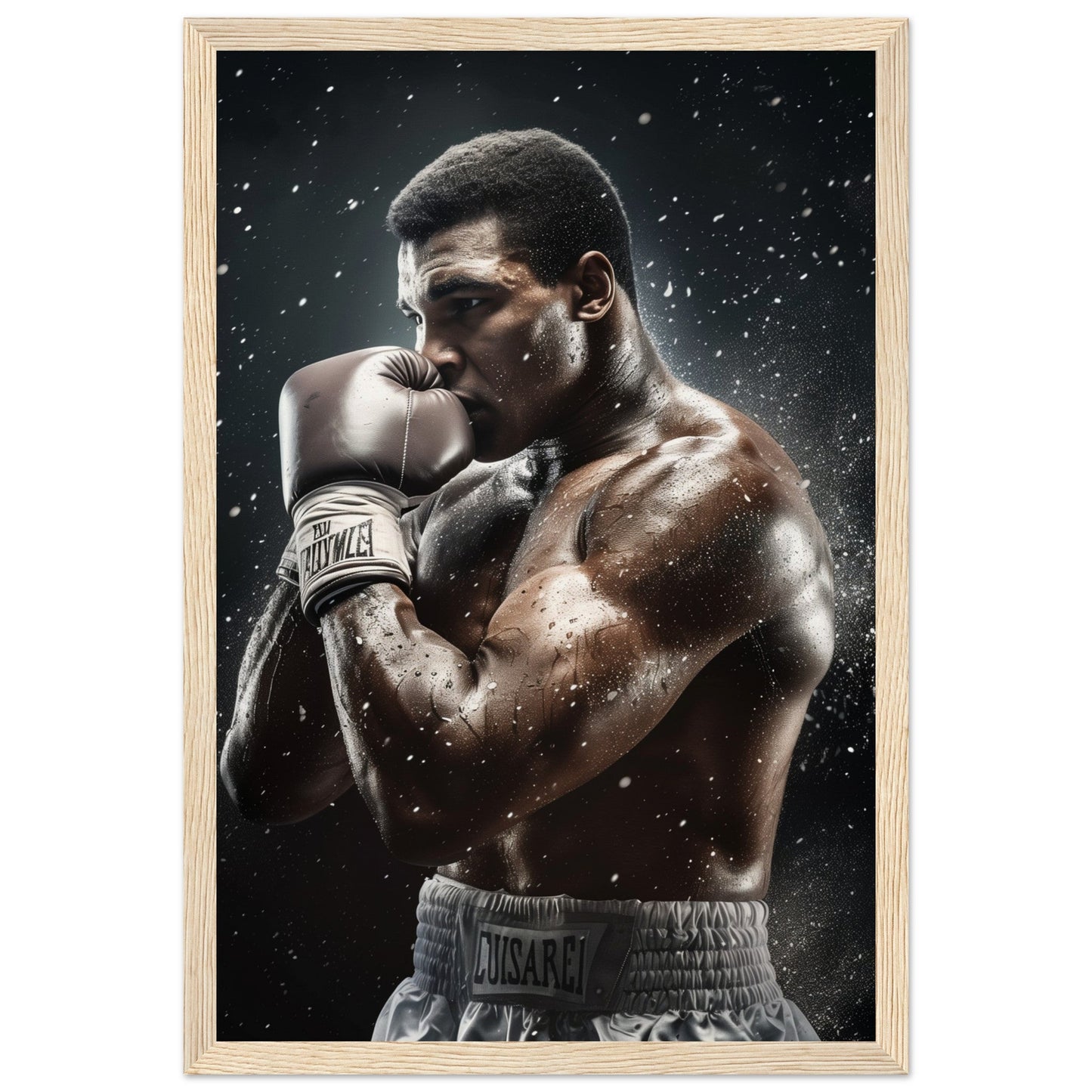 Affiche Boxe Mohamed Ali ( 30x45-cm-Bois-clair)