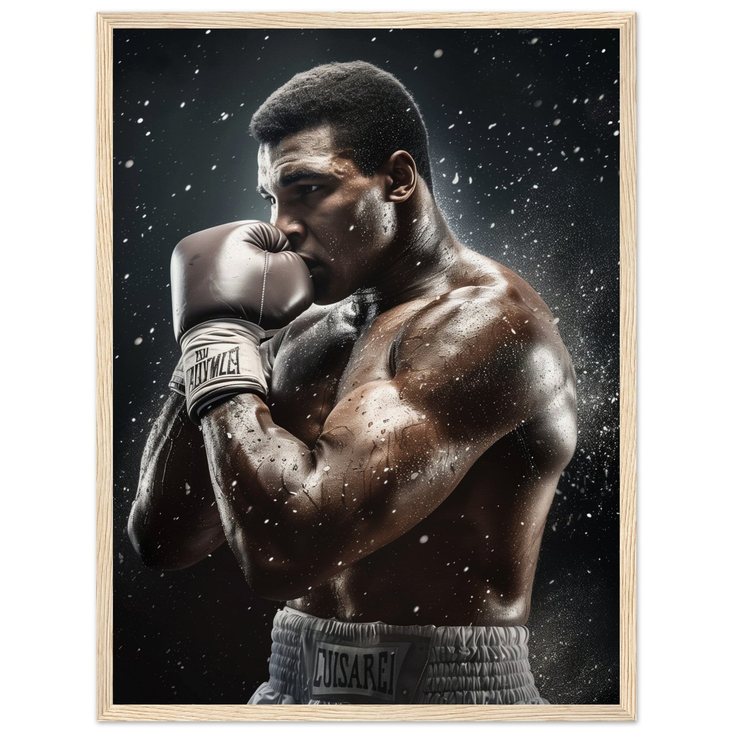 Affiche Boxe Mohamed Ali ( 45x60-cm-Bois-clair)