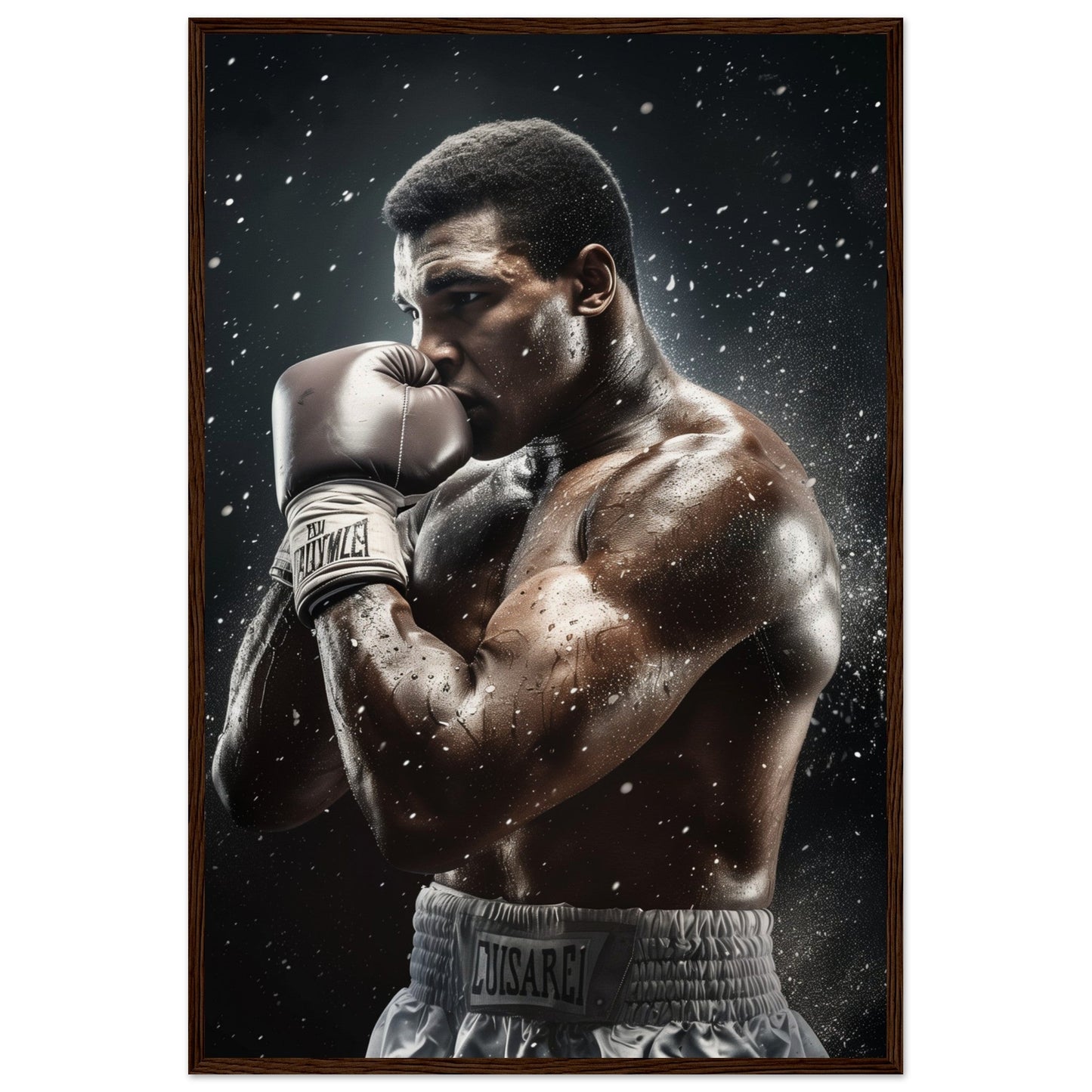 Affiche Boxe Mohamed Ali ( 60x90-cm-Bois-foncé)